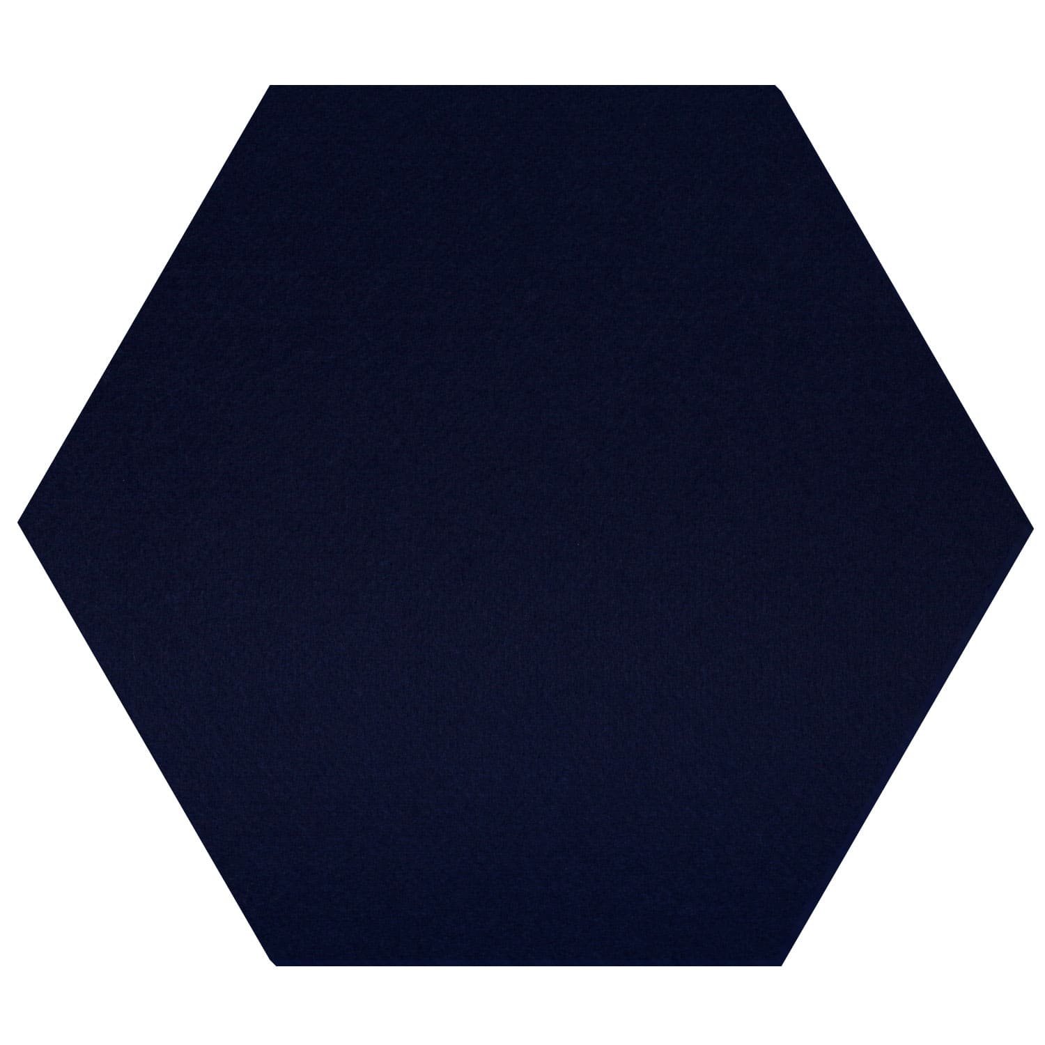 Dunkelblauer Filz in sechseckiger Hexagon-Form auf weißem Hintergrund