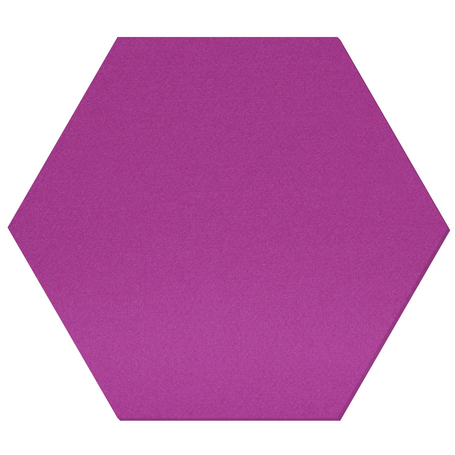 Lila Hexagon aus Polyesterfilz mit gleichmäßiger matter Oberfläche auf weißem Hintergrund