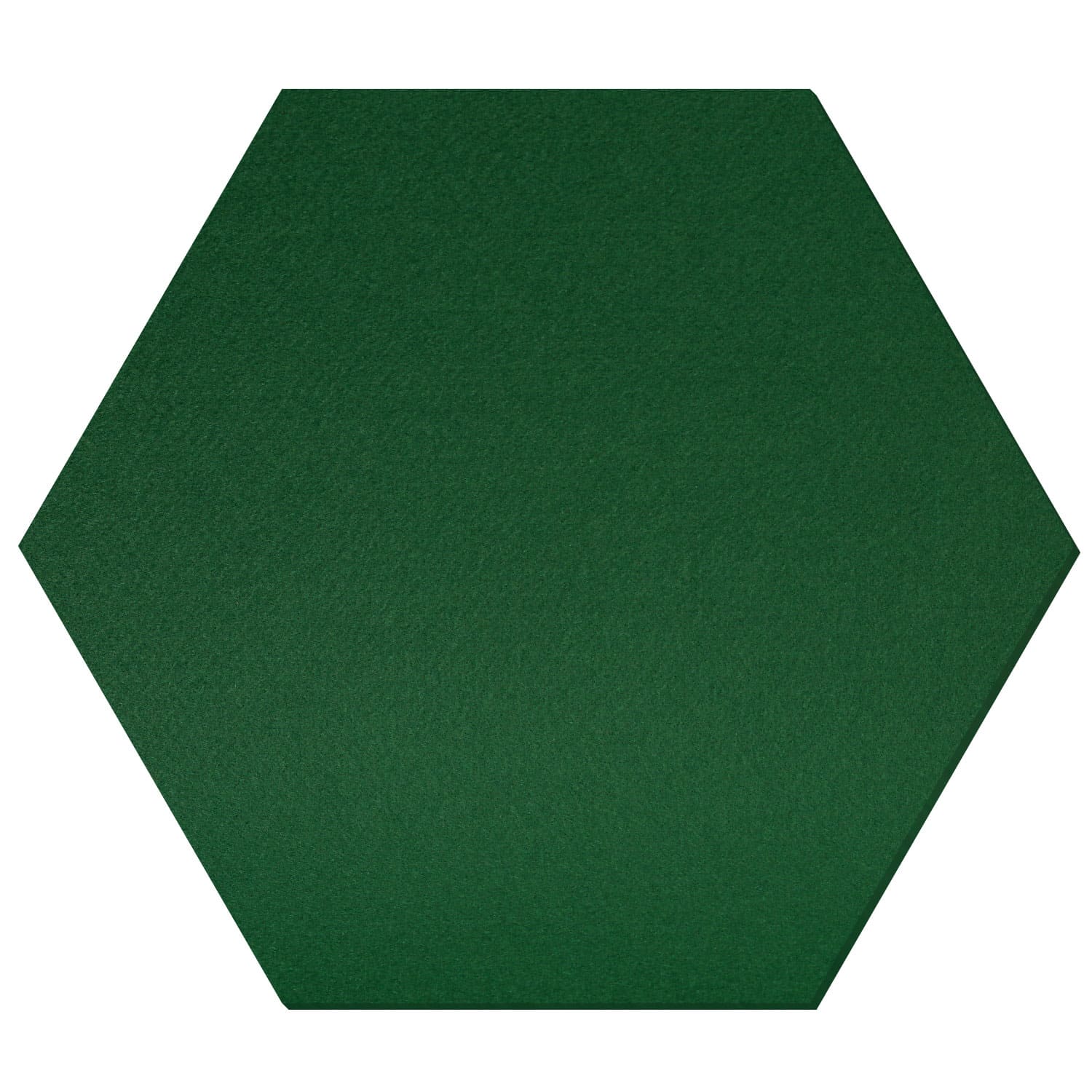 Dunkelgrünes Filz-Sechseck in gleichmäßiger Hexagon-Form auf weißem Hintergrund