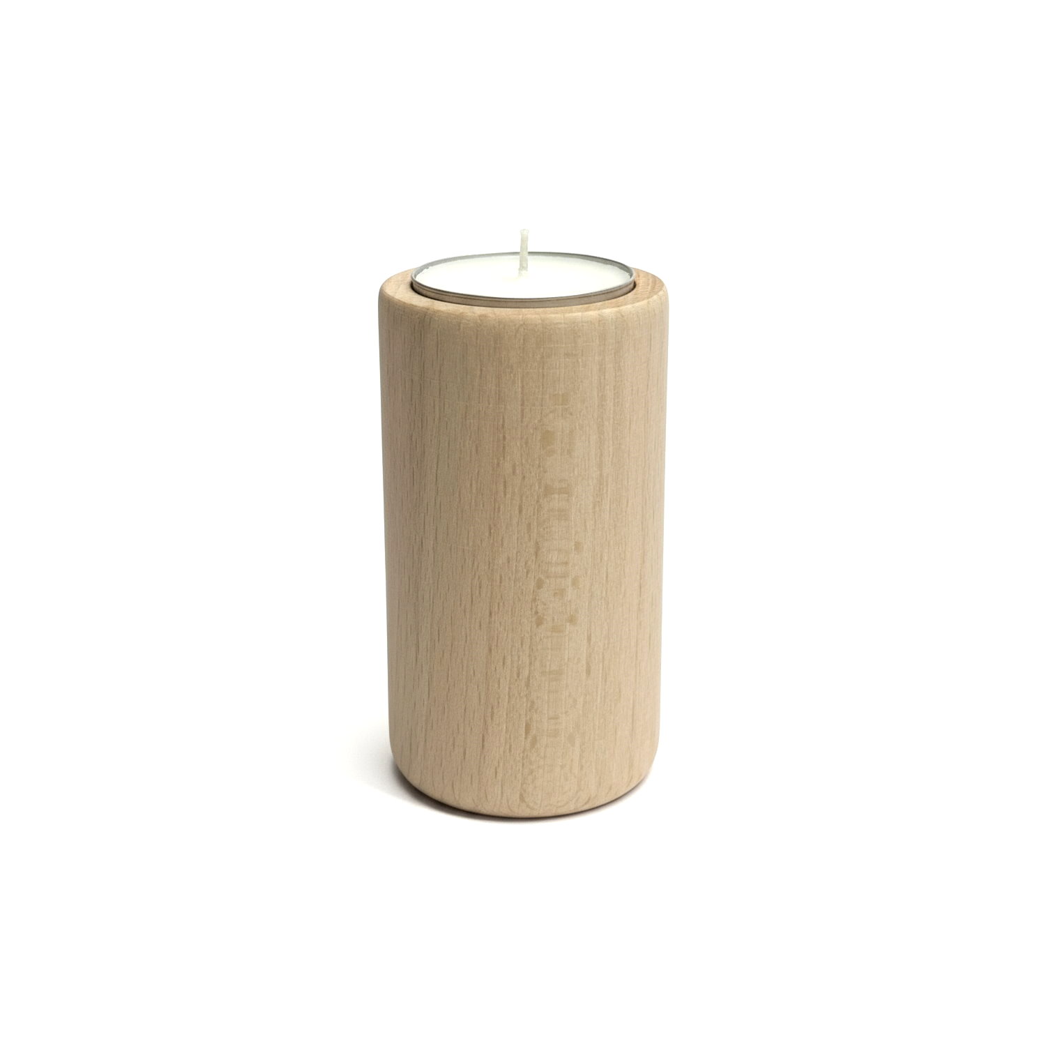 Svícen na čajovou svíčku z tvrdého dřeva, kulatý, 8 cm x Ø 47 mm