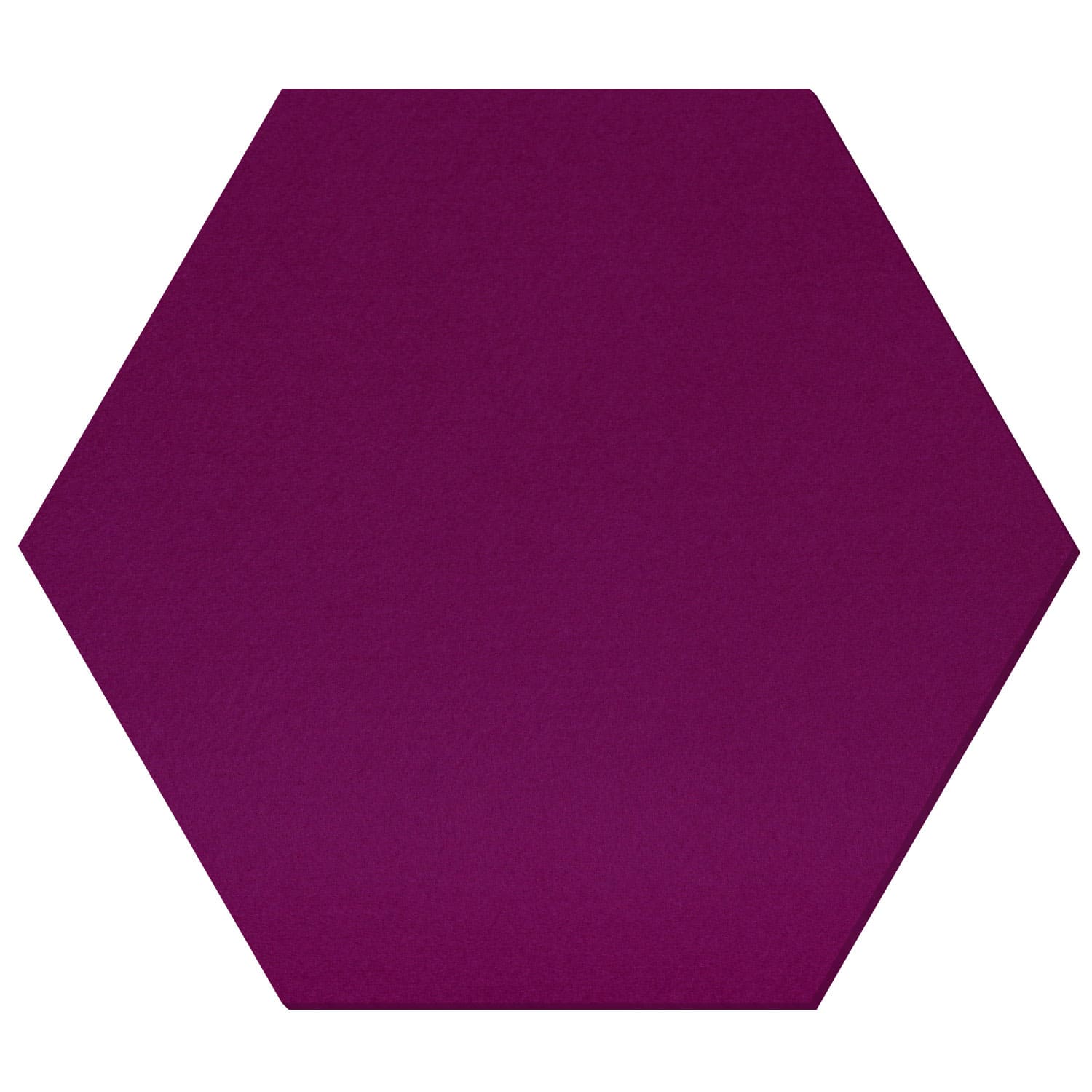 Hexagonförmige Filzfliese in Aubergine-Lila aus Polyesterfilz, gleichmäßig gefärbt mit matter Texturoberfläche, auf weißem Hintergrund