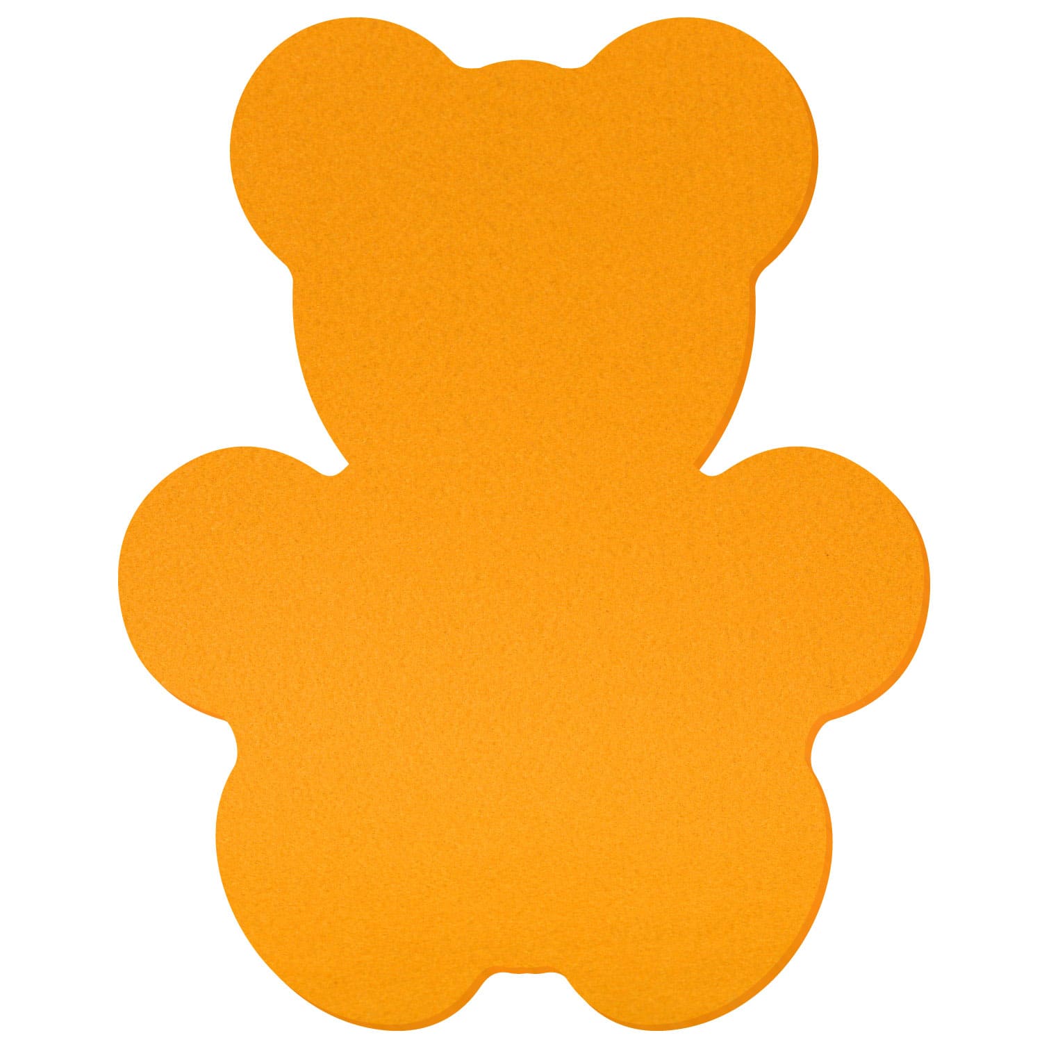 Filztuch in Teddybär-Form, einfarbig orange, auf weißem Hintergrund