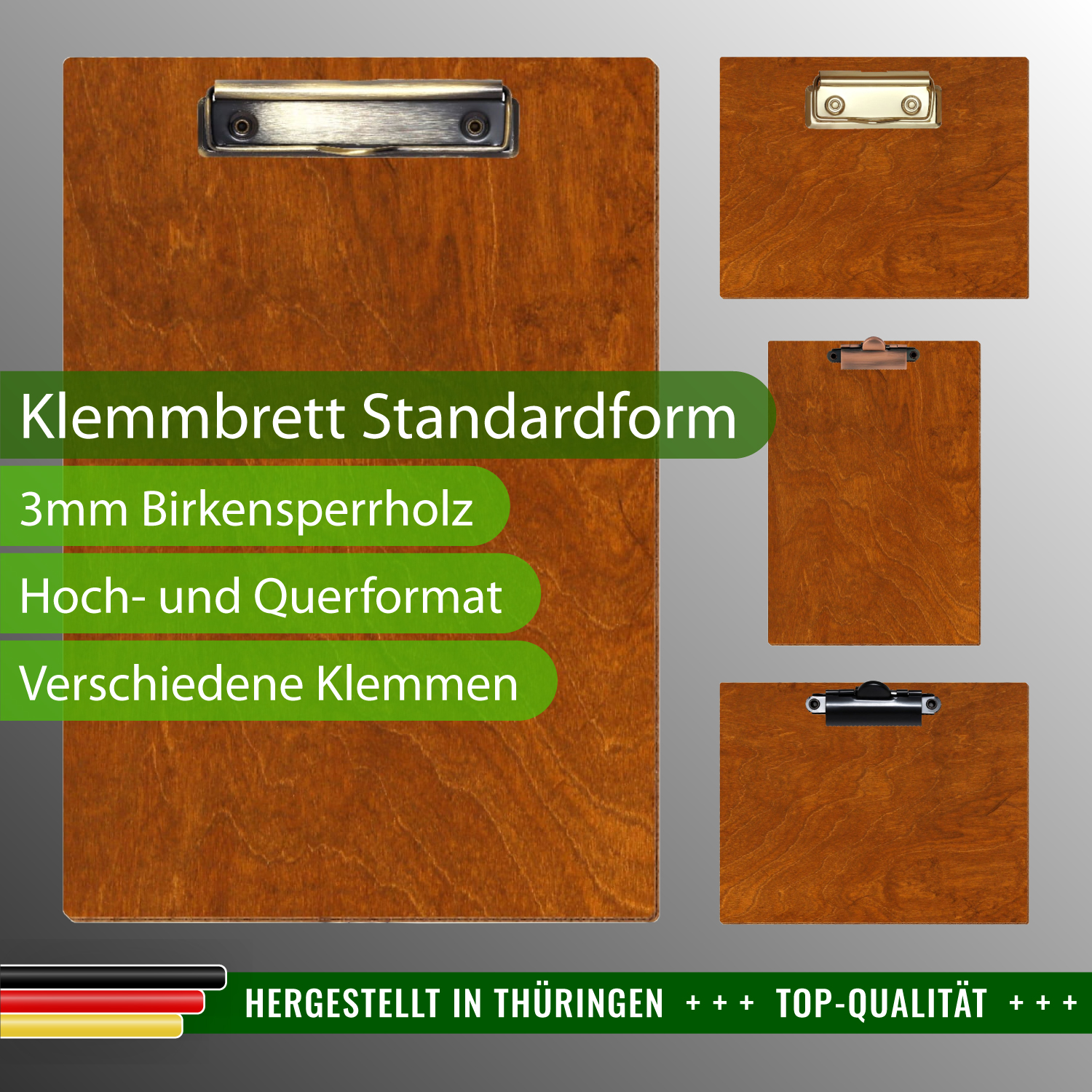 Klemmbrett Standardform Rum mit Produktinfos