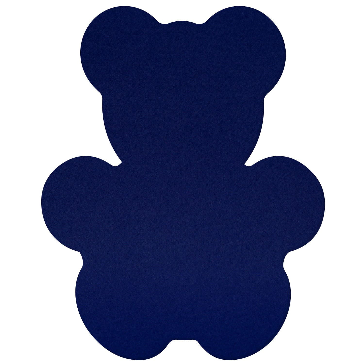 Dunkelblauer Teddy-Zuschnitt aus Filz in Bärenform auf weißem Hintergrund