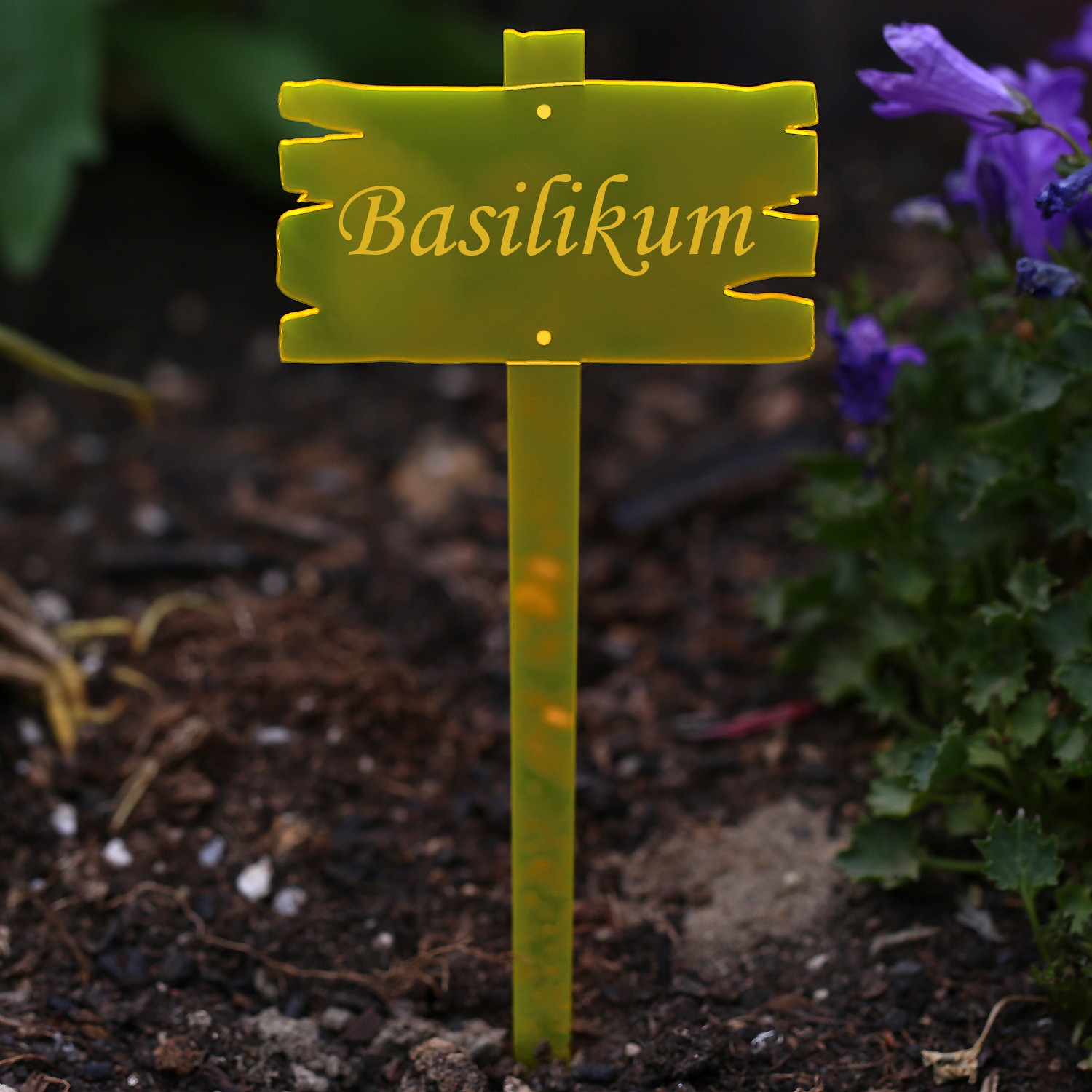 Carteles para plantas PLEXIGLAS® aspecto tabla de madera naranja neón transparente