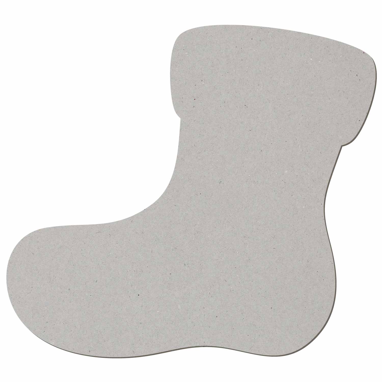 Nikolausstiefel-Silhouette aus grauem Pappmaché, unbemalt, auf weißem Hintergrund
