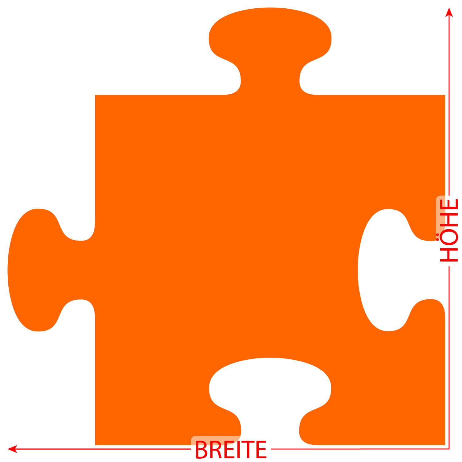 PLEXIGLAS® Zuschnitt 3-50cm - Puzzle orange Größe