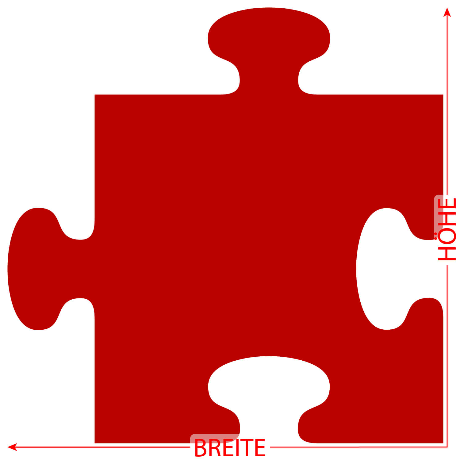 PLEXIGLAS® Zuschnitt 3-50cm - Puzzle rot Größe