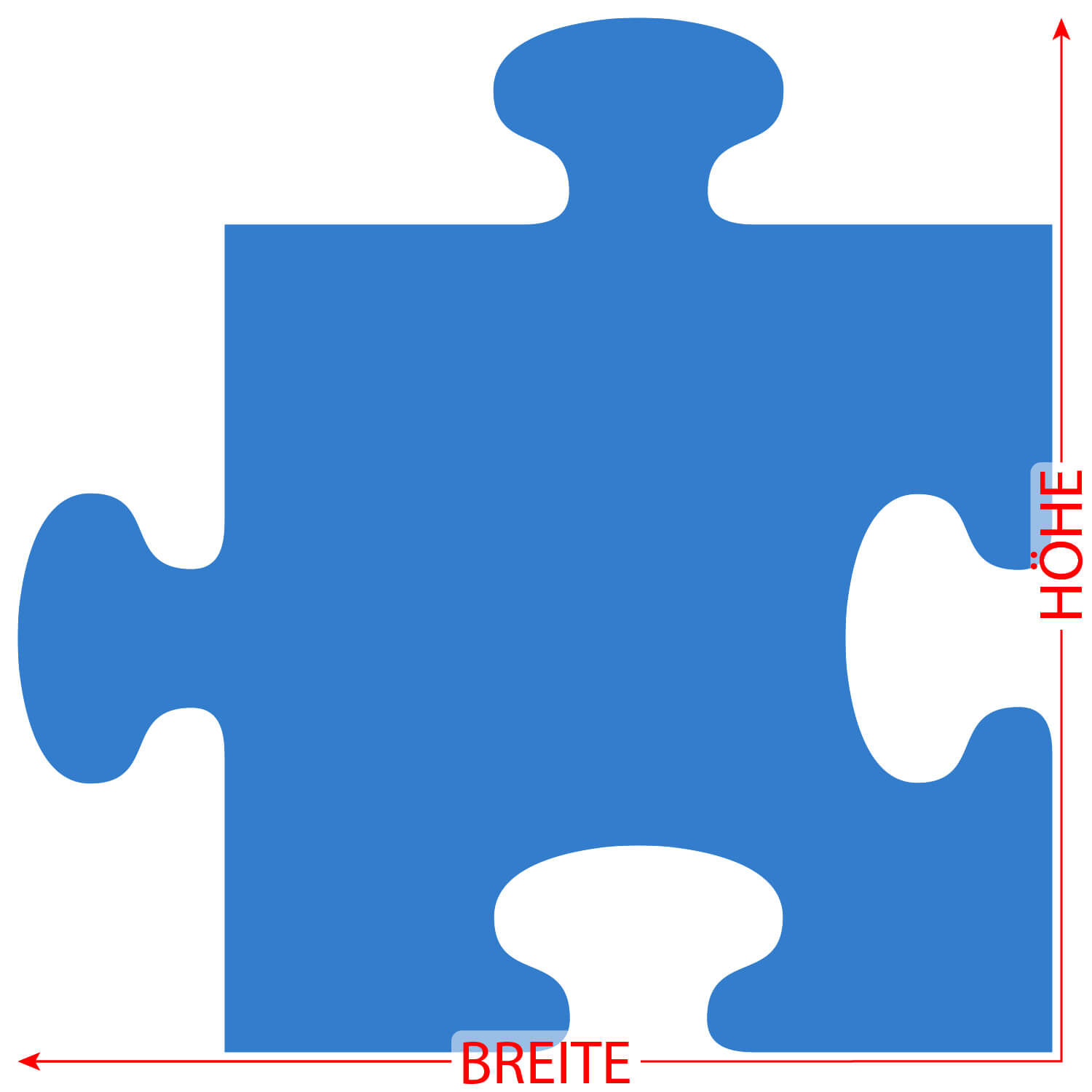 PLEXIGLAS® Zuschnitt 3-50cm - Puzzle hellblau Größe