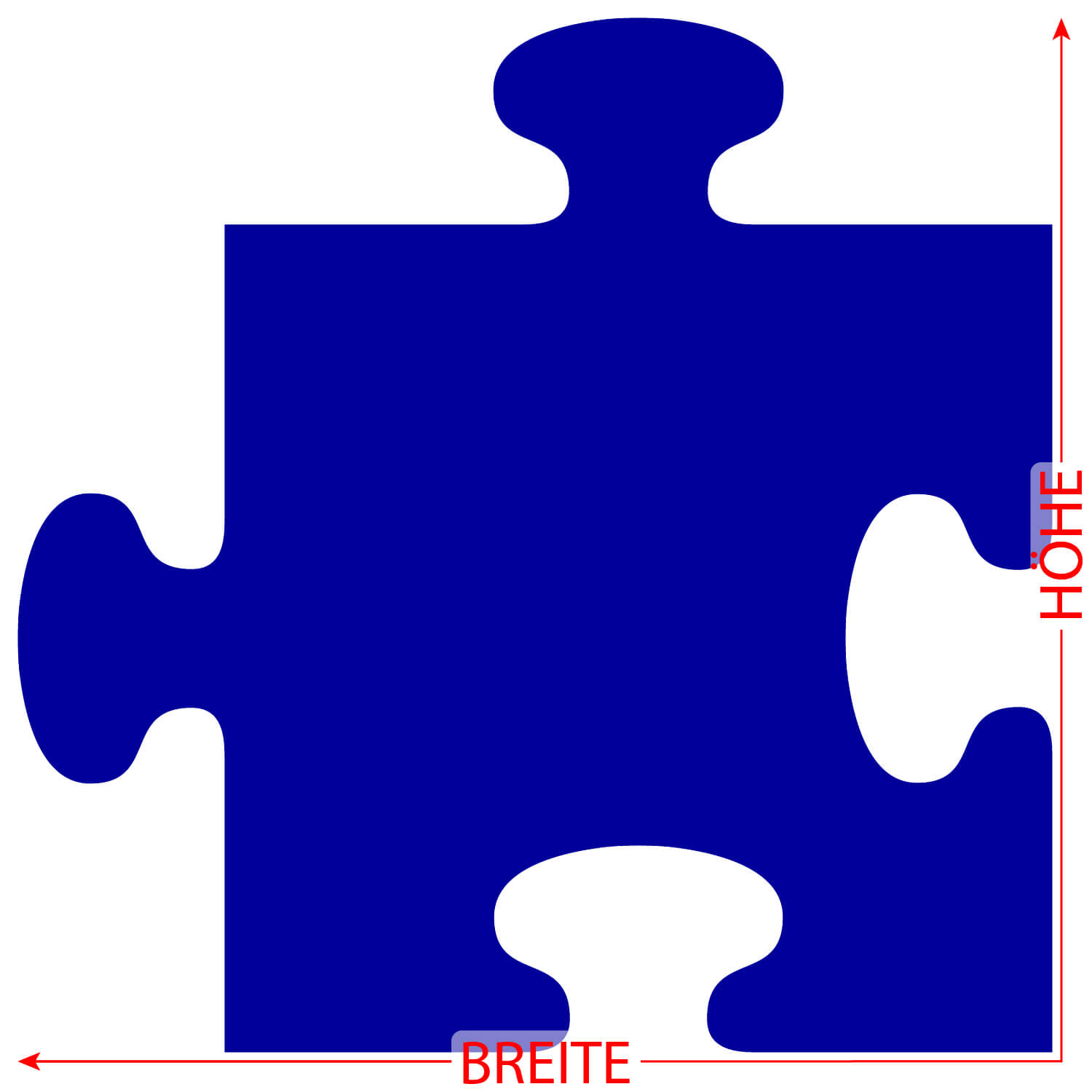 PLEXIGLAS® Zuschnitt 3-50cm - Puzzle blau Größe