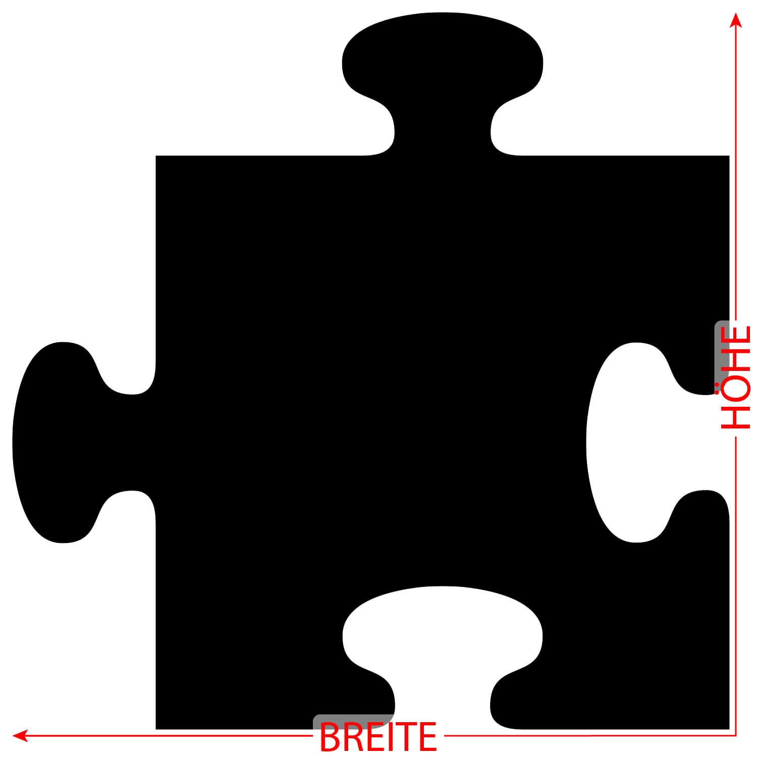 PLEXIGLAS® Zuschnitt 3-50cm - Puzzle schwarz Größe