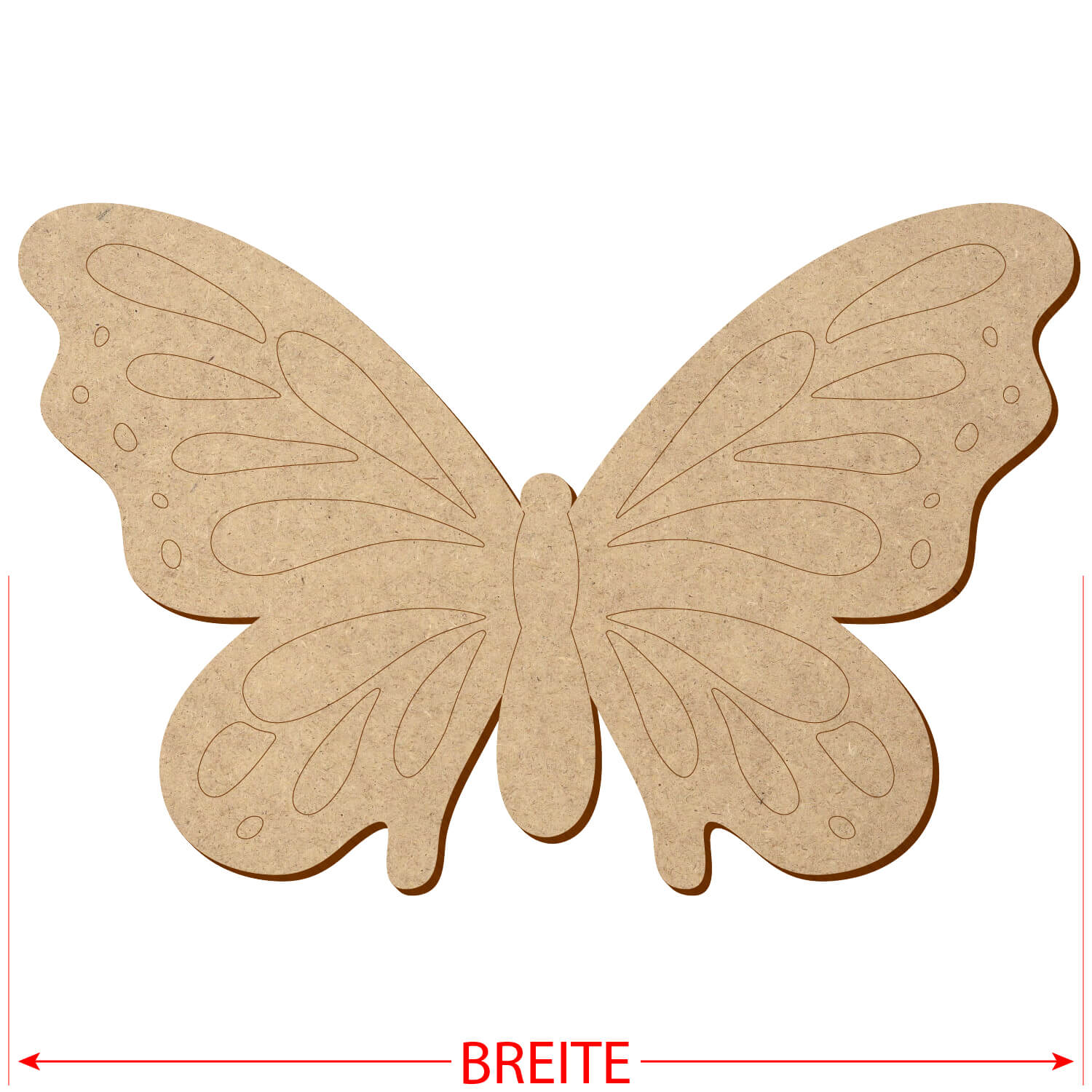 MDF Schmetterling V2 - Zuschnitt 5-50cm Deko Basteln Größe