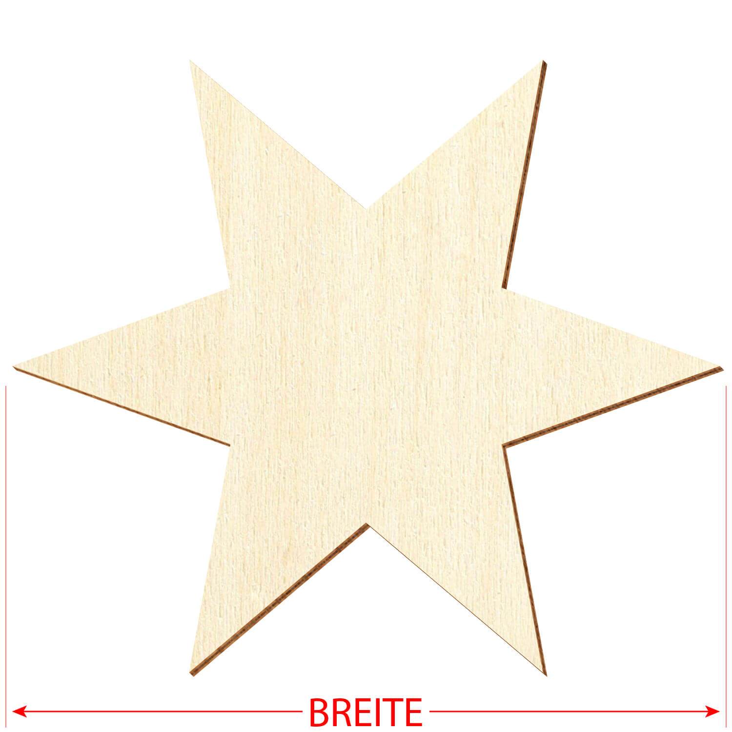 Holz 6 armiger Stern - Zuschnitt 3-50cm Deko Basteln Größe