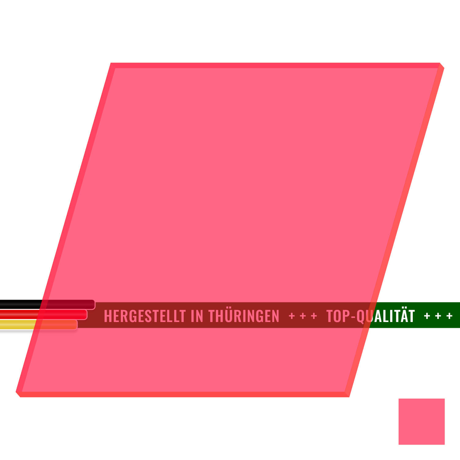 PLEXIGLAS® Zuschnitt 3-50cm - Quadrat Neonrot transparent