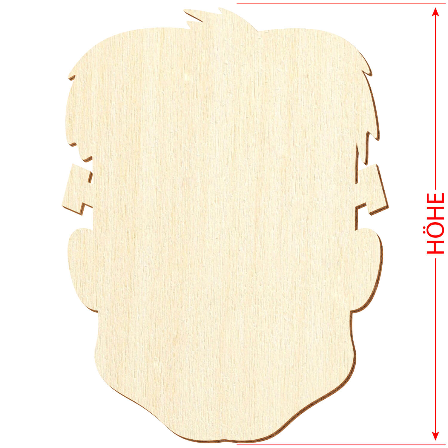 Holz Frankenstein's Kopf - Zuschnitt 3-50cm Deko Basteln Größe