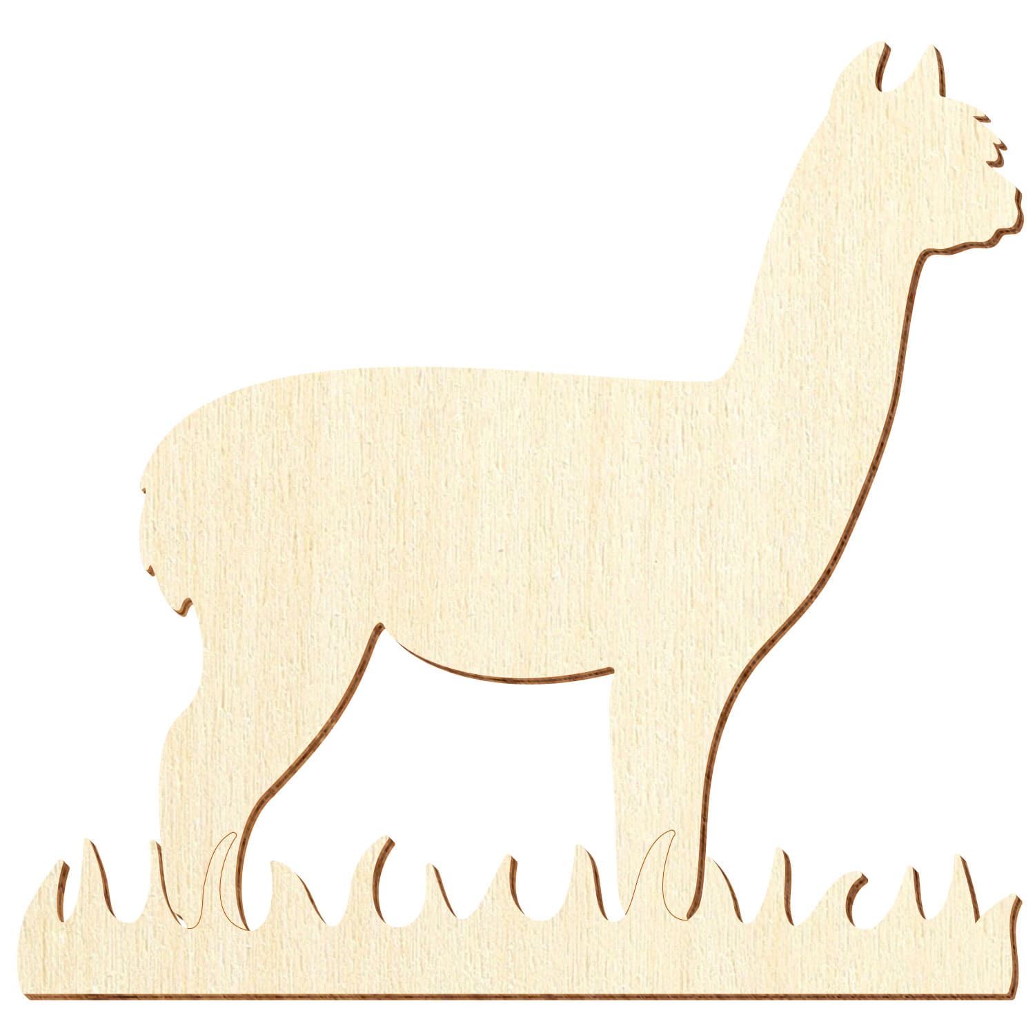 Alpaka im Gras Holz Zuschnitt 5-50cm