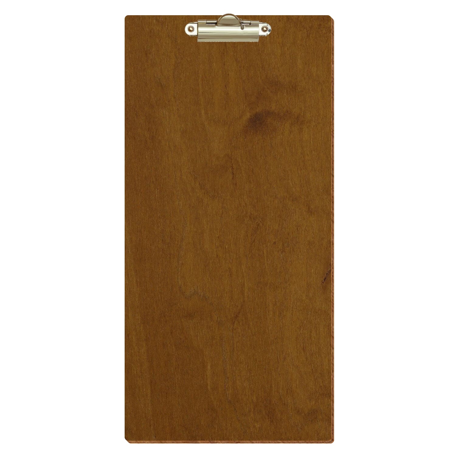Klemmbrett Barformat Teak hochkant Zahnklemme gold