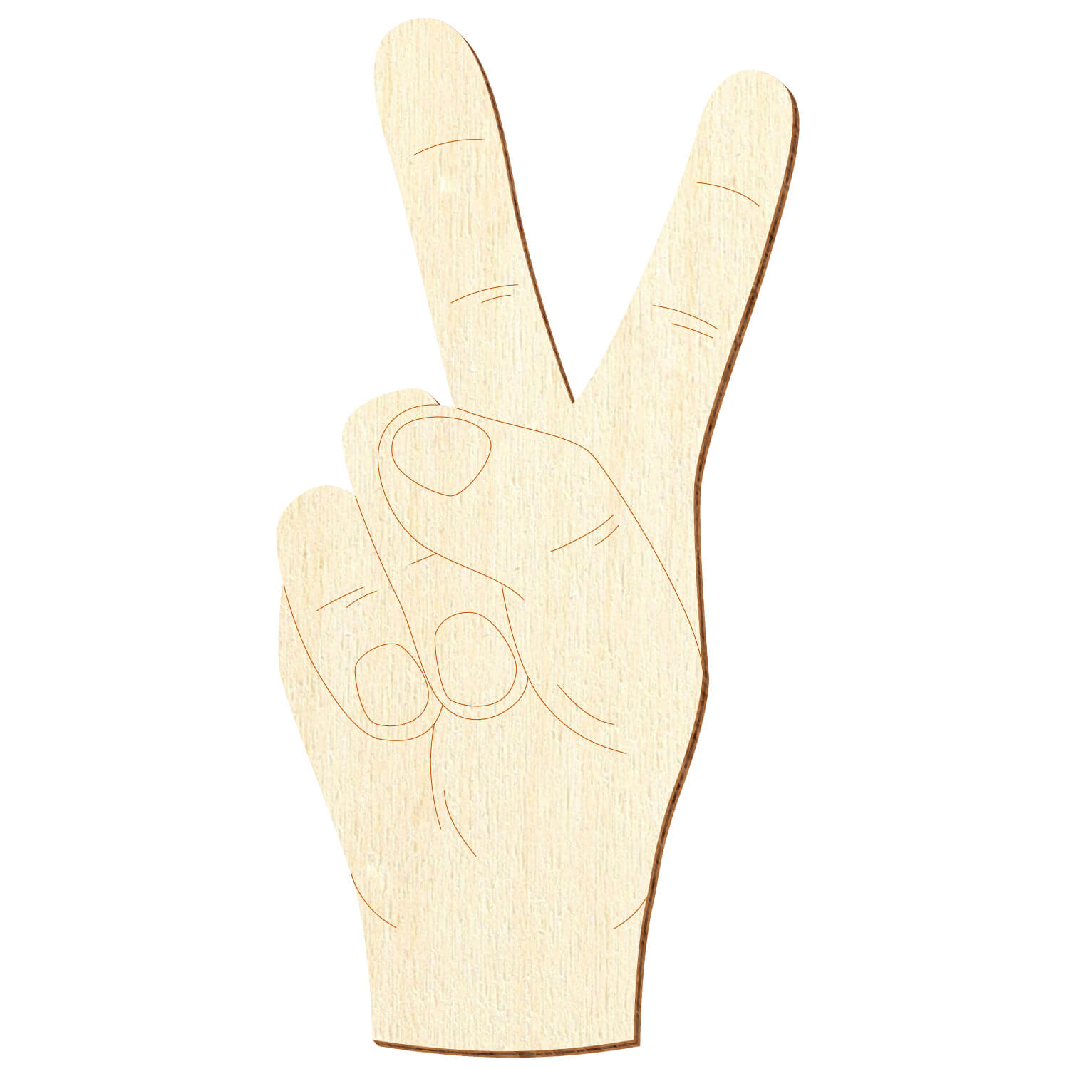 Handzeichen Symbol Peace Victory Holz Zuschnitt 3-50cm