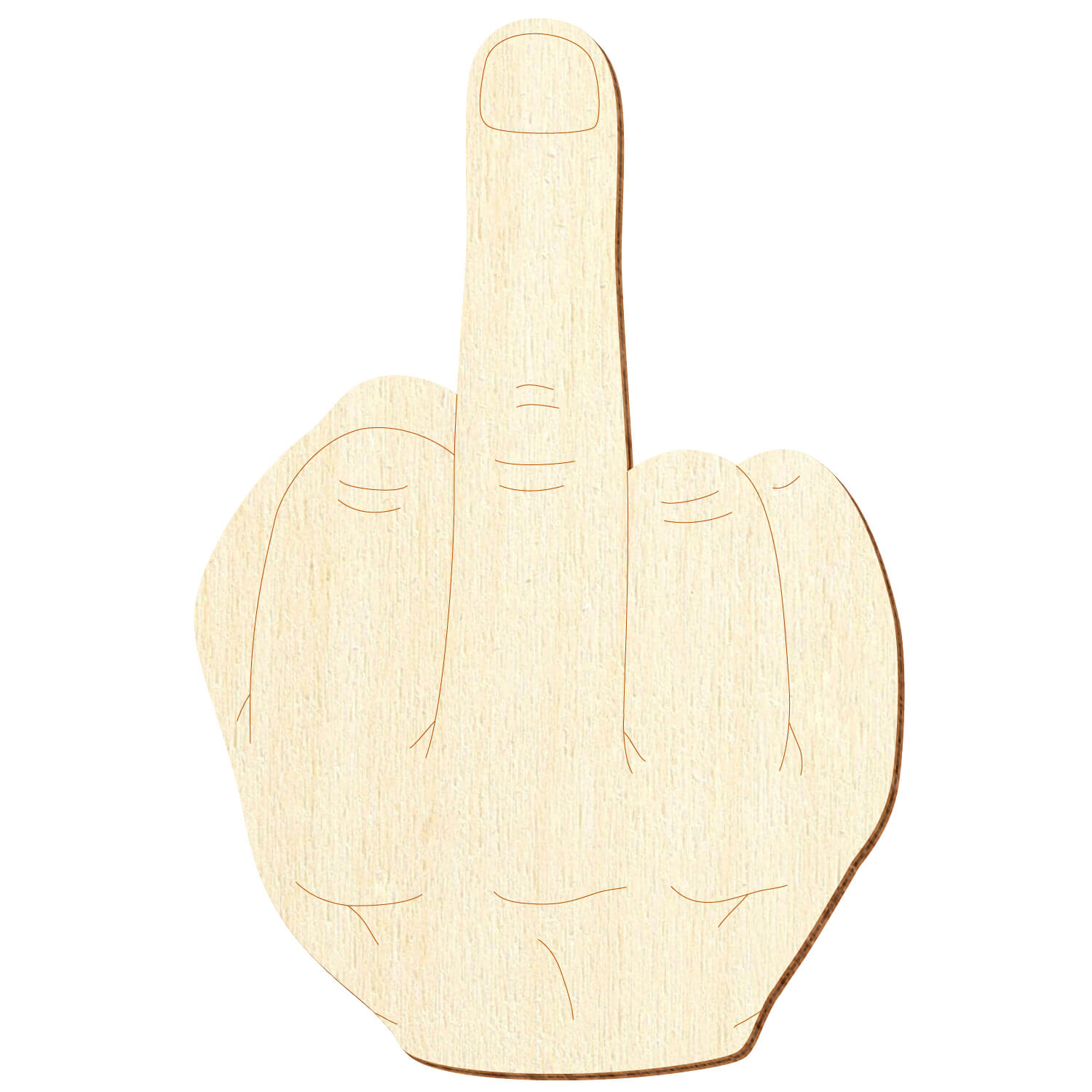 Handzeichen Symbol Fuck You Holz Zuschnitt 3-50cm