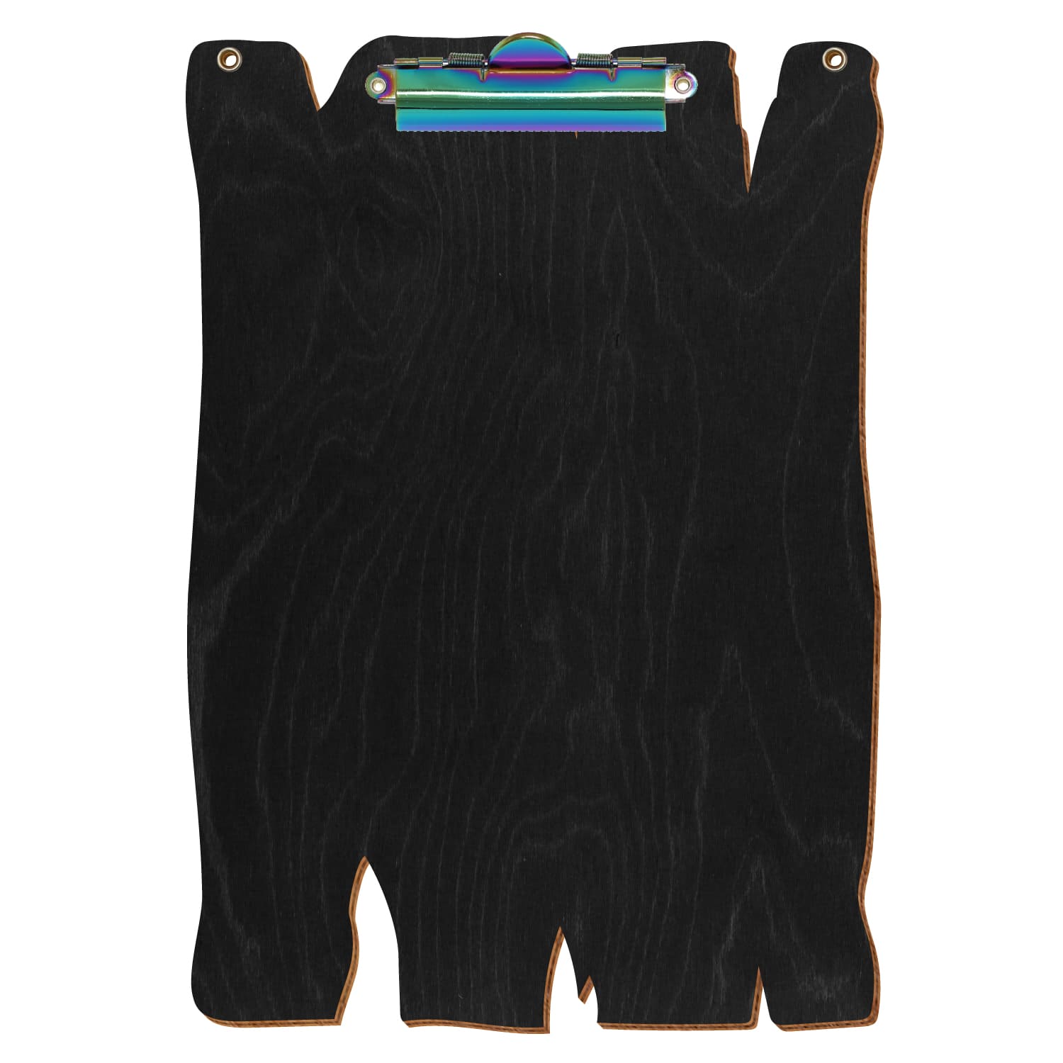 Klemmbrett Holzbrettform mit 2 Ösen Anthrazit A4 hochkant Zahnklemme Regenbogen