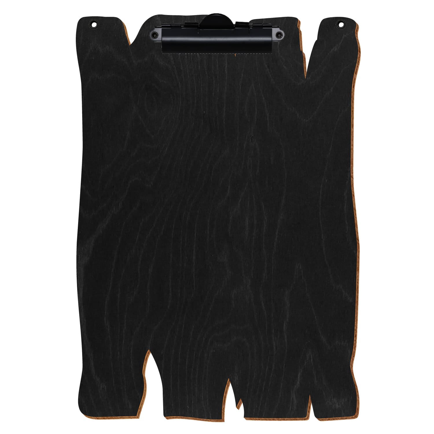 Klemmbrett Holzbrettform mit 2 Ösen Anthrazit A4 hochkant Zahnklemme schwarz