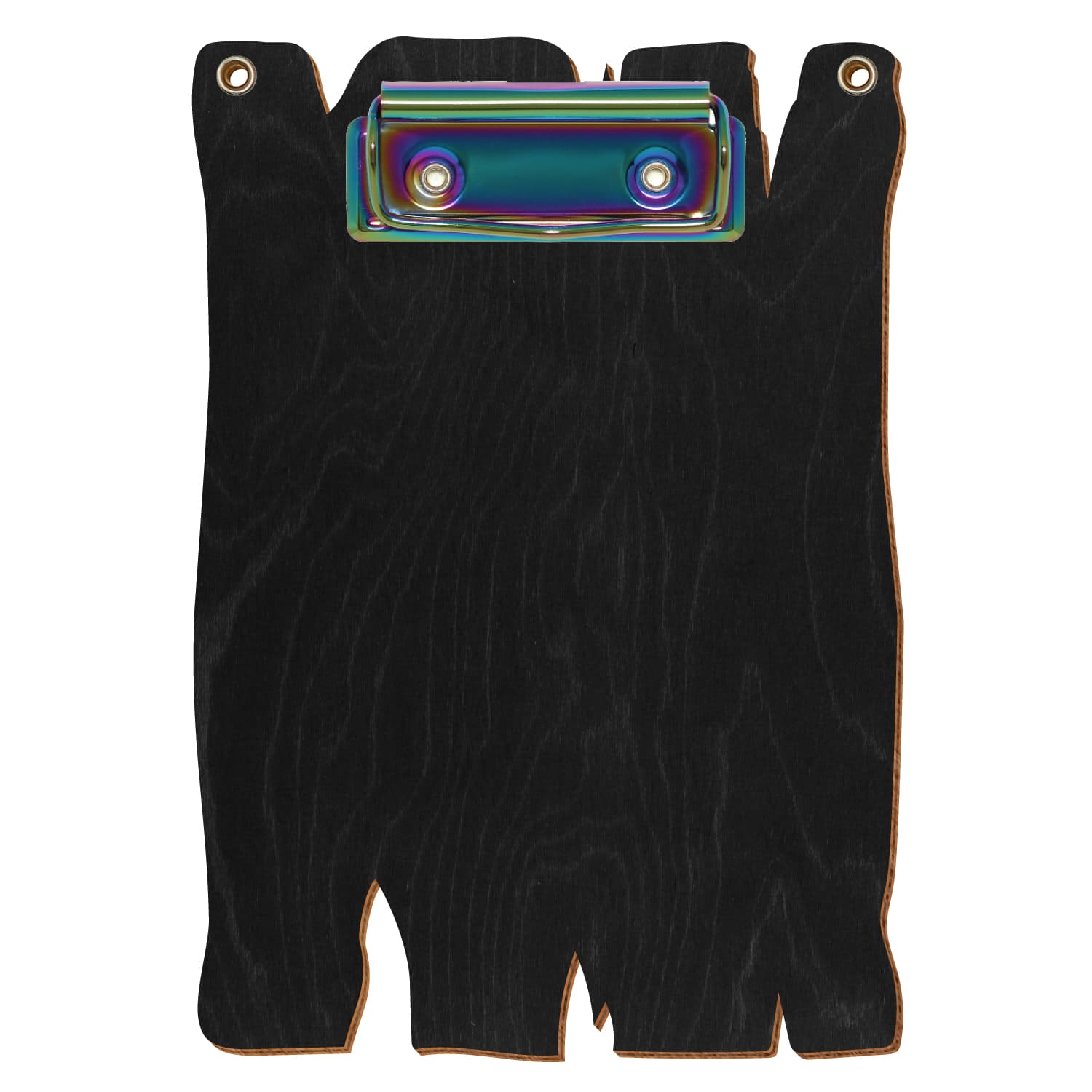 Klemmbrett Holzbrettform mit 2 Ösen Anthrazit A6 hochkant Bügelklemme Regenbogen