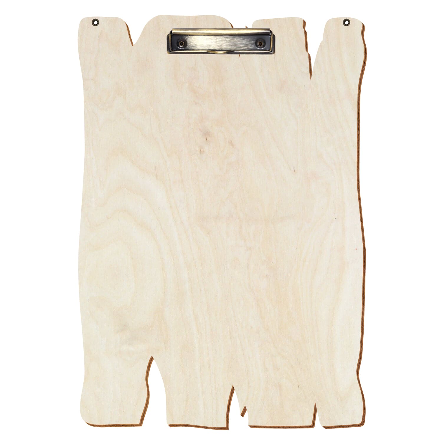 Klemmbrett Holzbrettform mit 2 Ösen Birke natur A3 hochkant Bügelklemme antik
