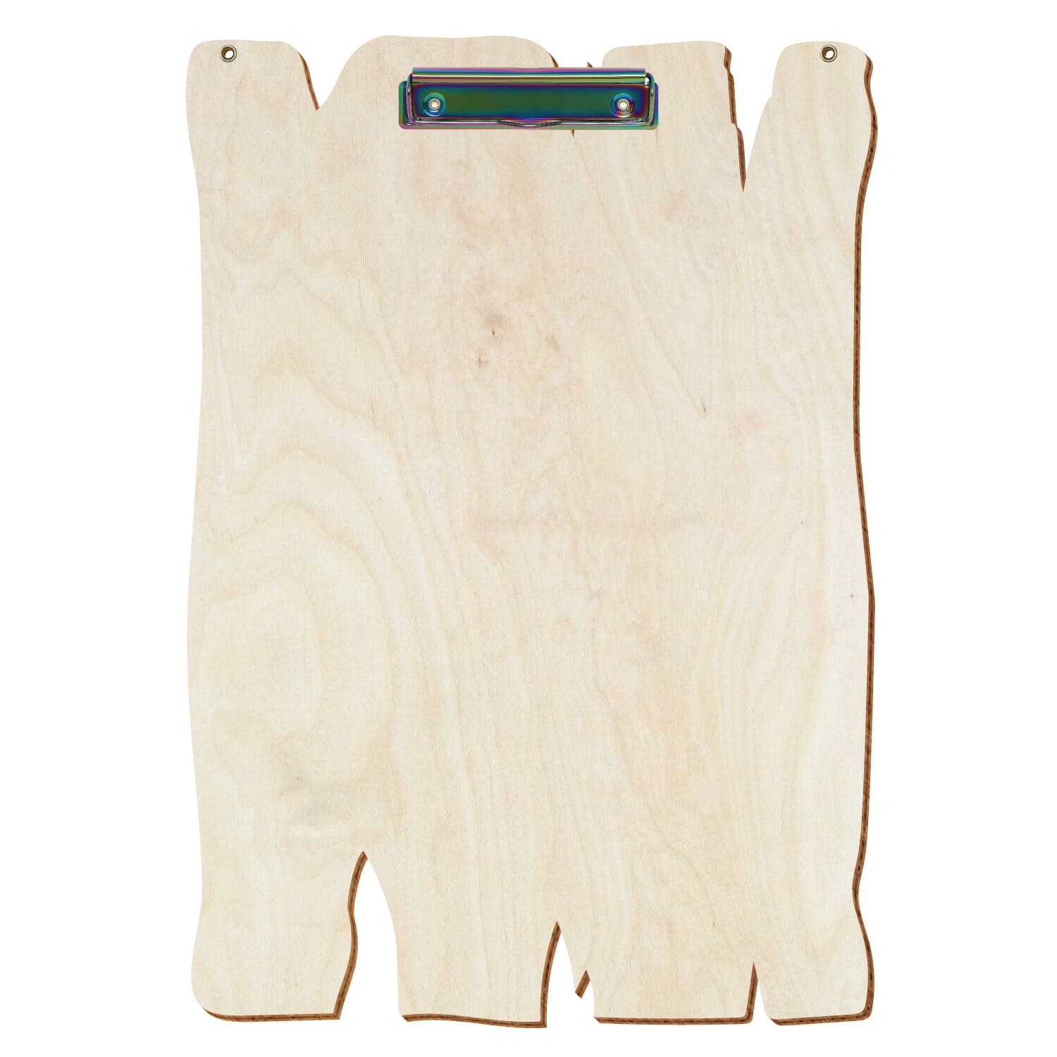 Klemmbrett Holzbrettform mit 2 Ösen Birke natur A3 hochkant Bügelklemme Regenbogen