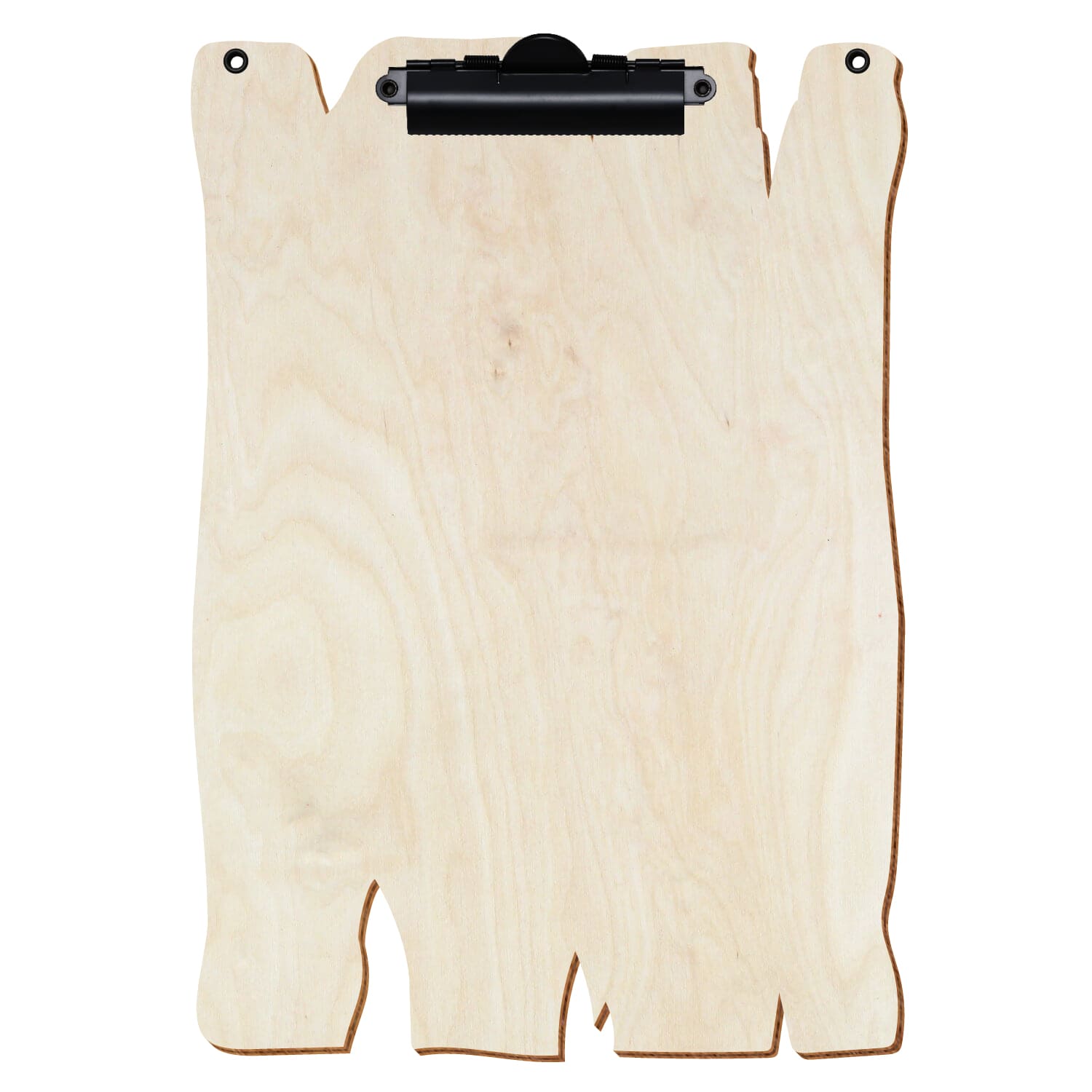 Klemmbrett Holzbrettform mit 2 Ösen Birke natur A4 hochkant Zahnklemme schwarz