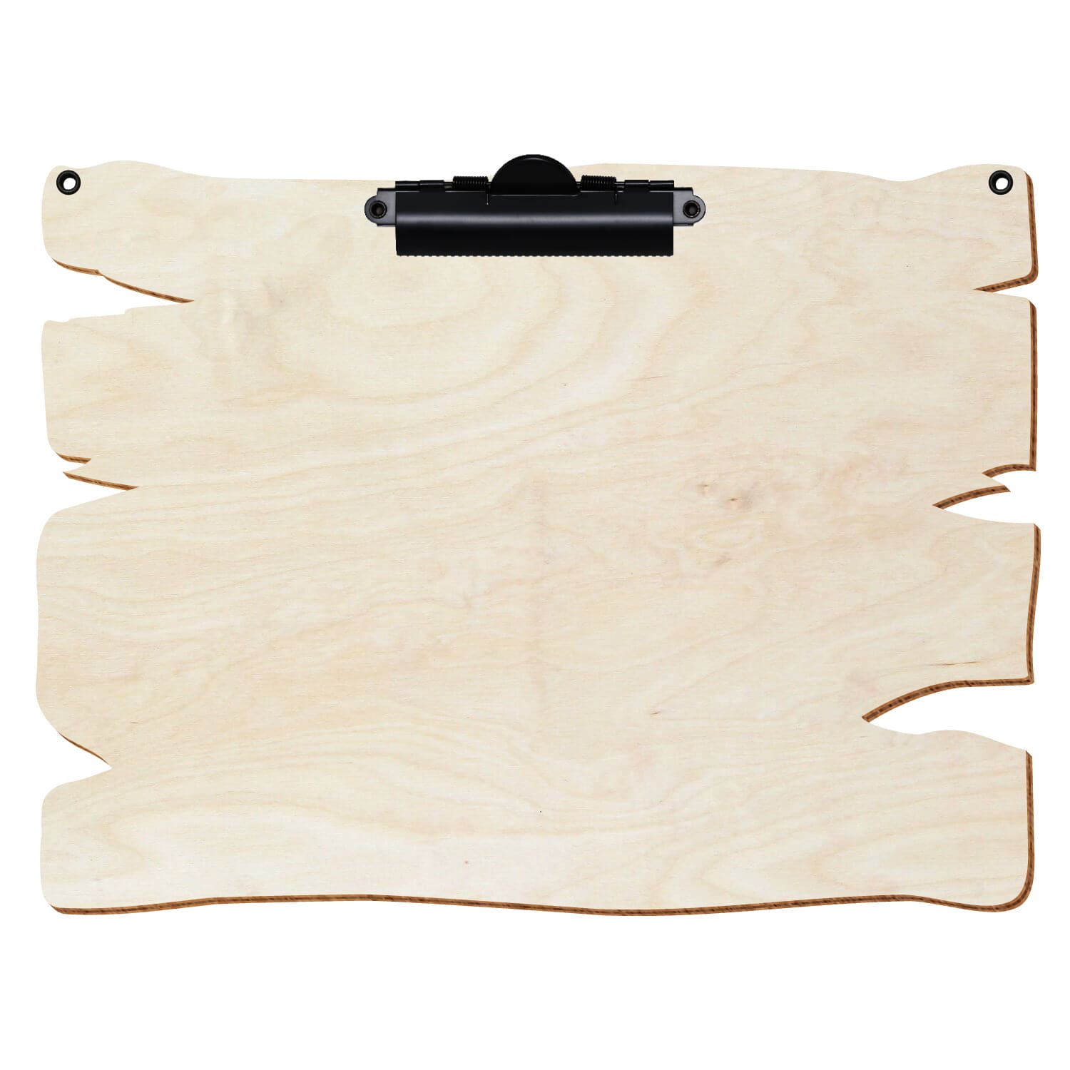 Klemmbrett Holzbrettform mit 2 Ösen Birke natur A4 querkant Zahnklemme schwarz
