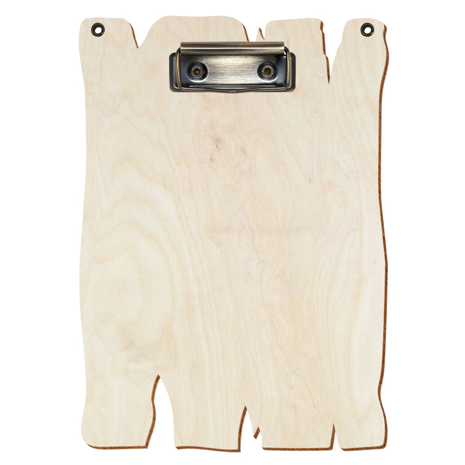 Klemmbrett Holzbrettform mit 2 Ösen Birke natur A5 hochkant Bügelklemme antik