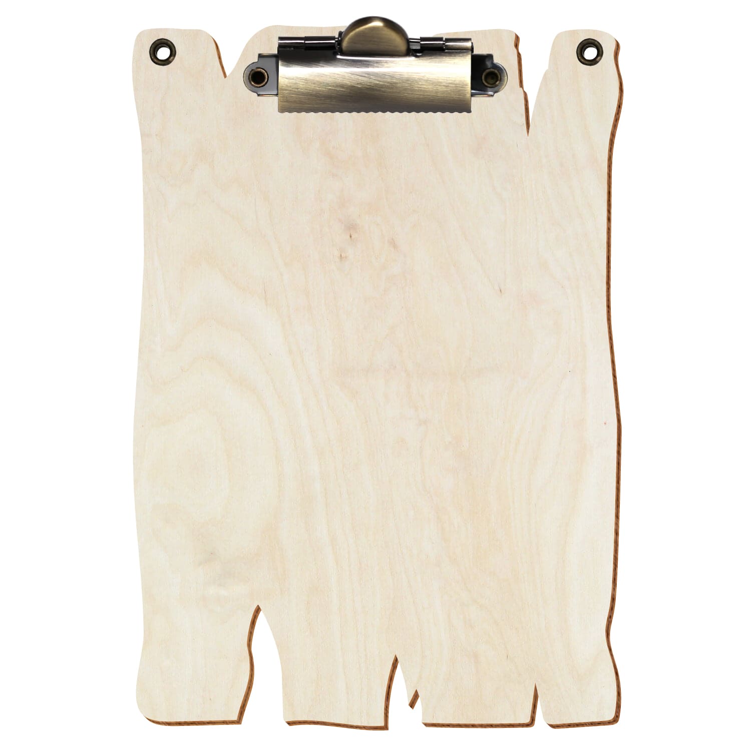 Klemmbrett Holzbrettform mit 2 Ösen Birke natur A6 hochkant Zahnklemme antik