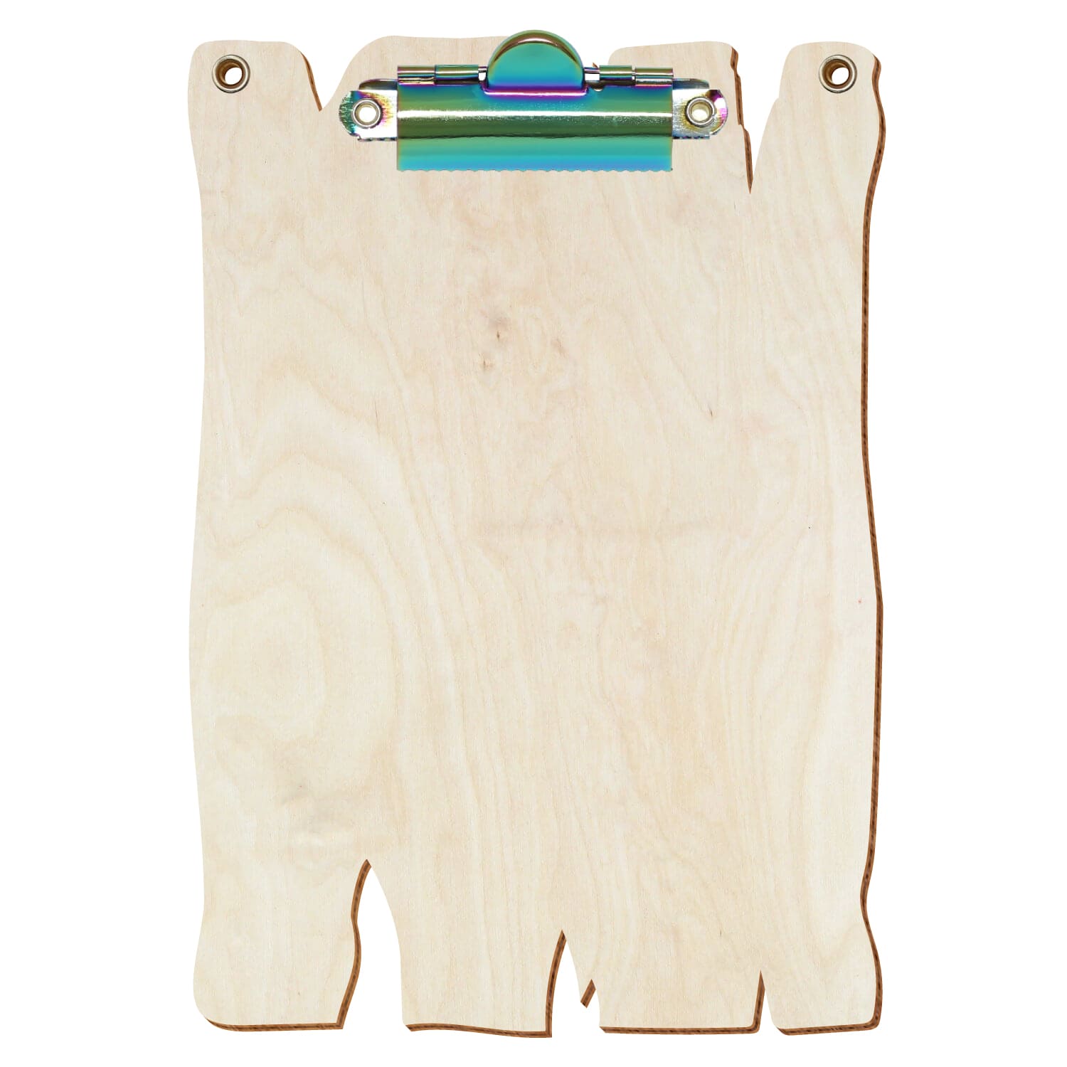 Klemmbrett Holzbrettform mit 2 Ösen Birke natur A6 hochkant Zahnklemme Regenbogen