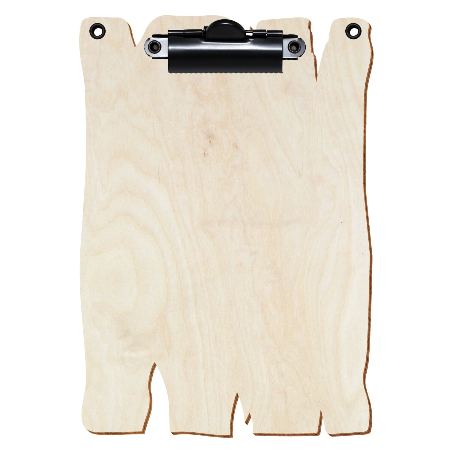 Klemmbrett Holzbrettform mit 2 Ösen Birke natur A6 hochkant Zahnklemme schwarz