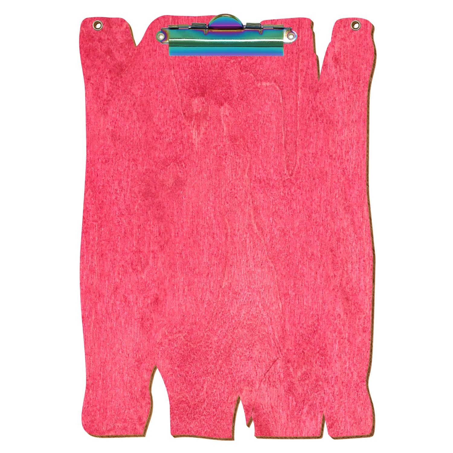 Klemmbrett Holzbrettform mit 2 Ösen Dunkelpink A4 hochkant Zahnklemme Regenbogen