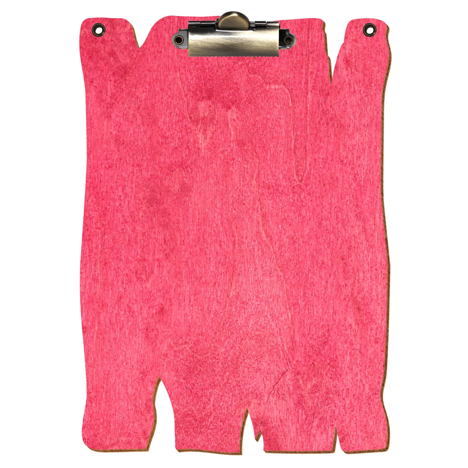 Klemmbrett Holzbrettform mit 2 Ösen Dunkelpink A5 hochkant Zahnklemme antik