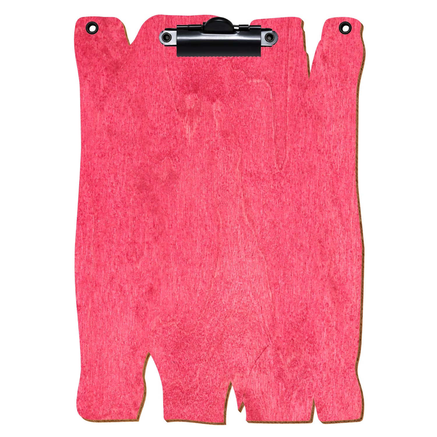 Klemmbrett Holzbrettform mit 2 Ösen Dunkelpink A5 hochkant Zahnklemme schwarz