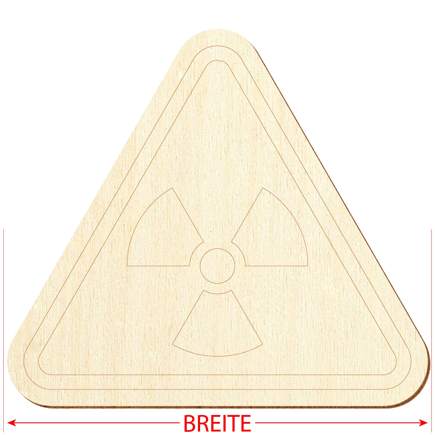 Holz Achtung Strahlung Schild Breite