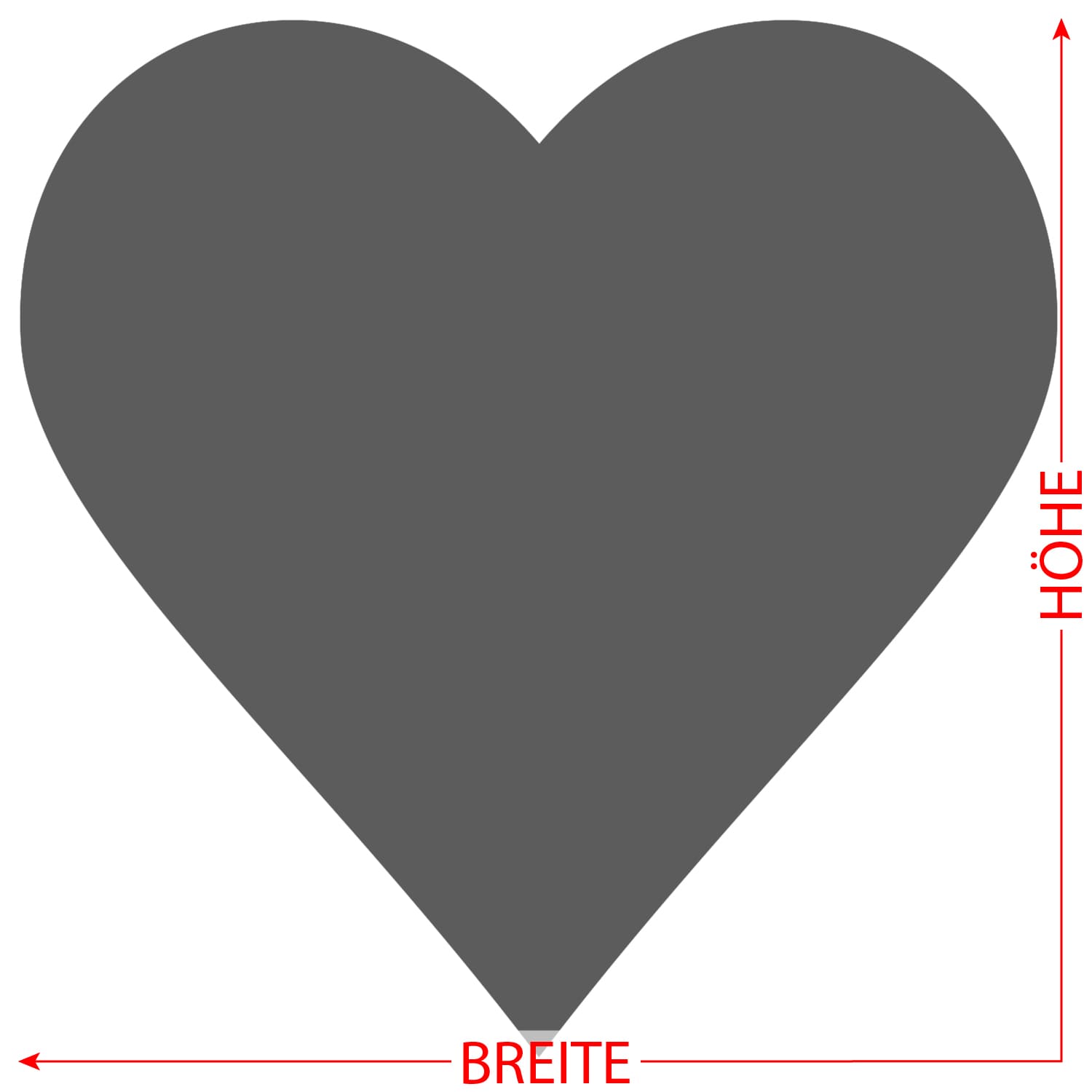 PLEXIGLAS® Zuschnitt 3-50cm - Herz Dunkelgrau transparent Größe
