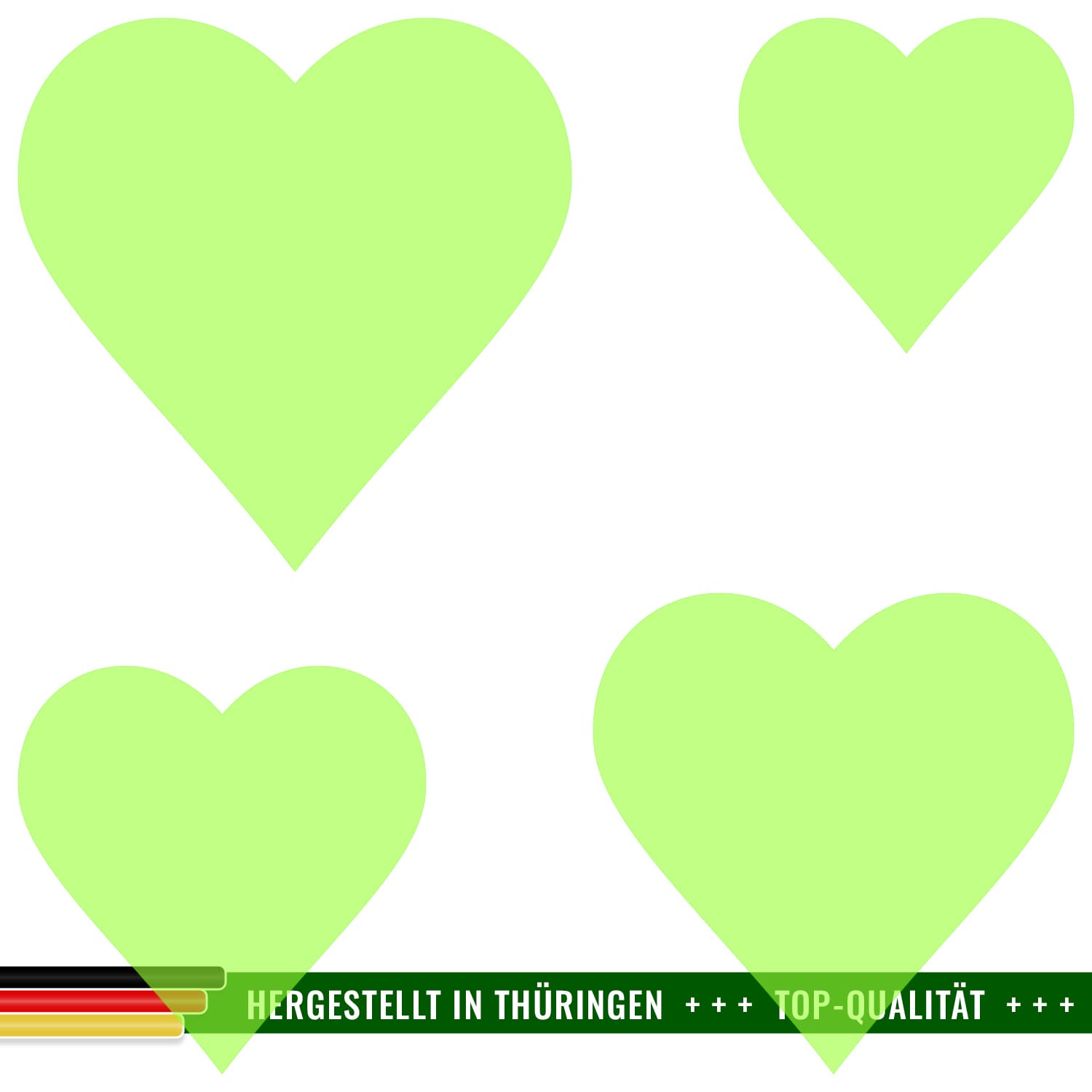 PLEXIGLAS® Zuschnitt 3-50cm - Herz Neongrün transparent Gruppe