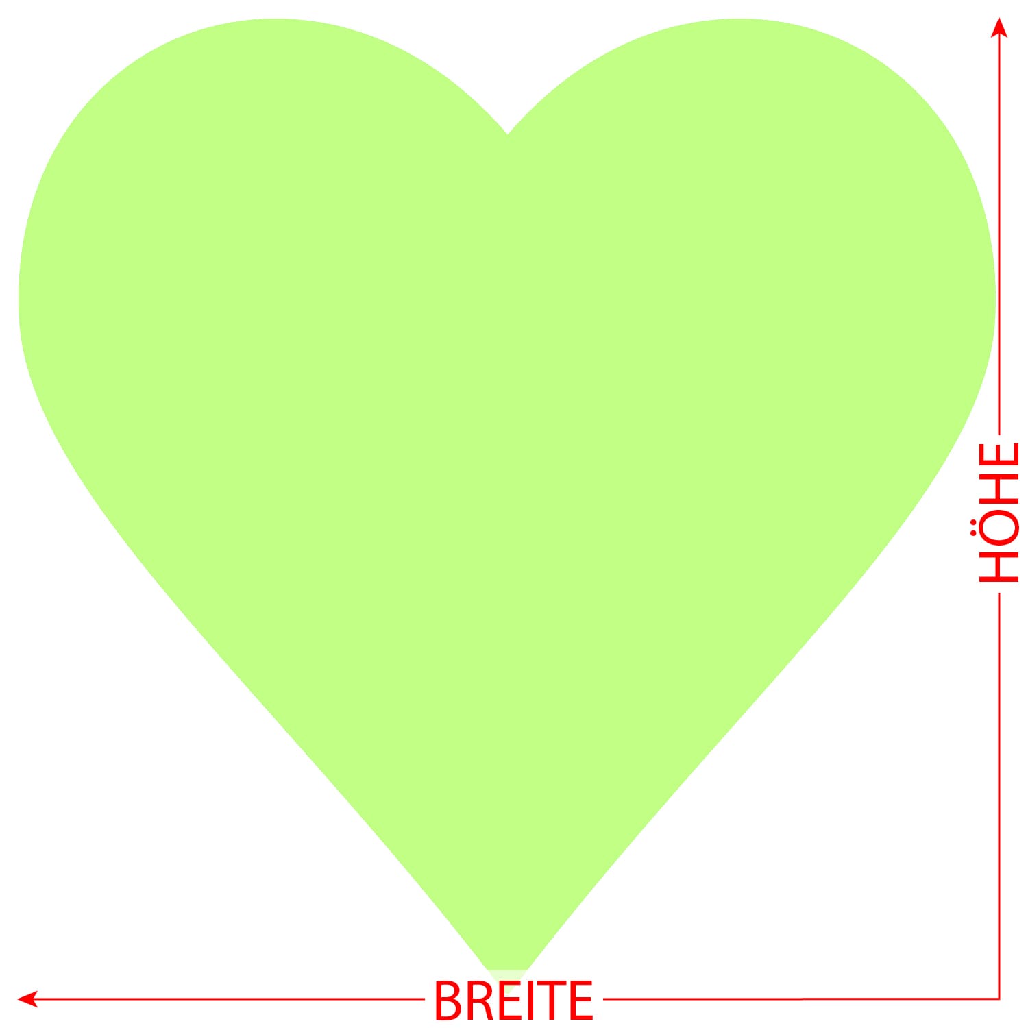 PLEXIGLAS® Zuschnitt 3-50cm - Herz Neongrün transparent Größe