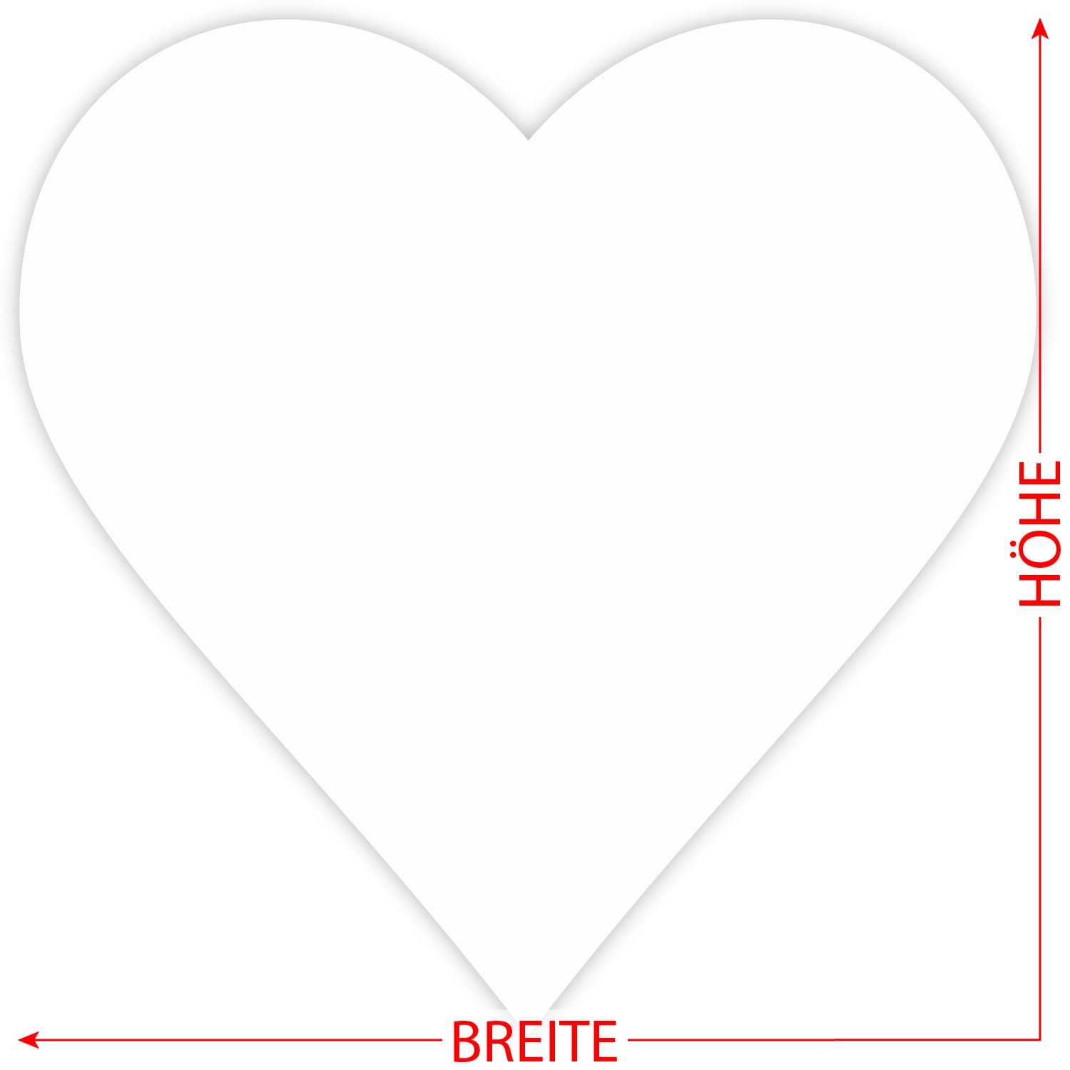 PLEXIGLAS® Zuschnitt 3-50cm - Herz weiß Größe