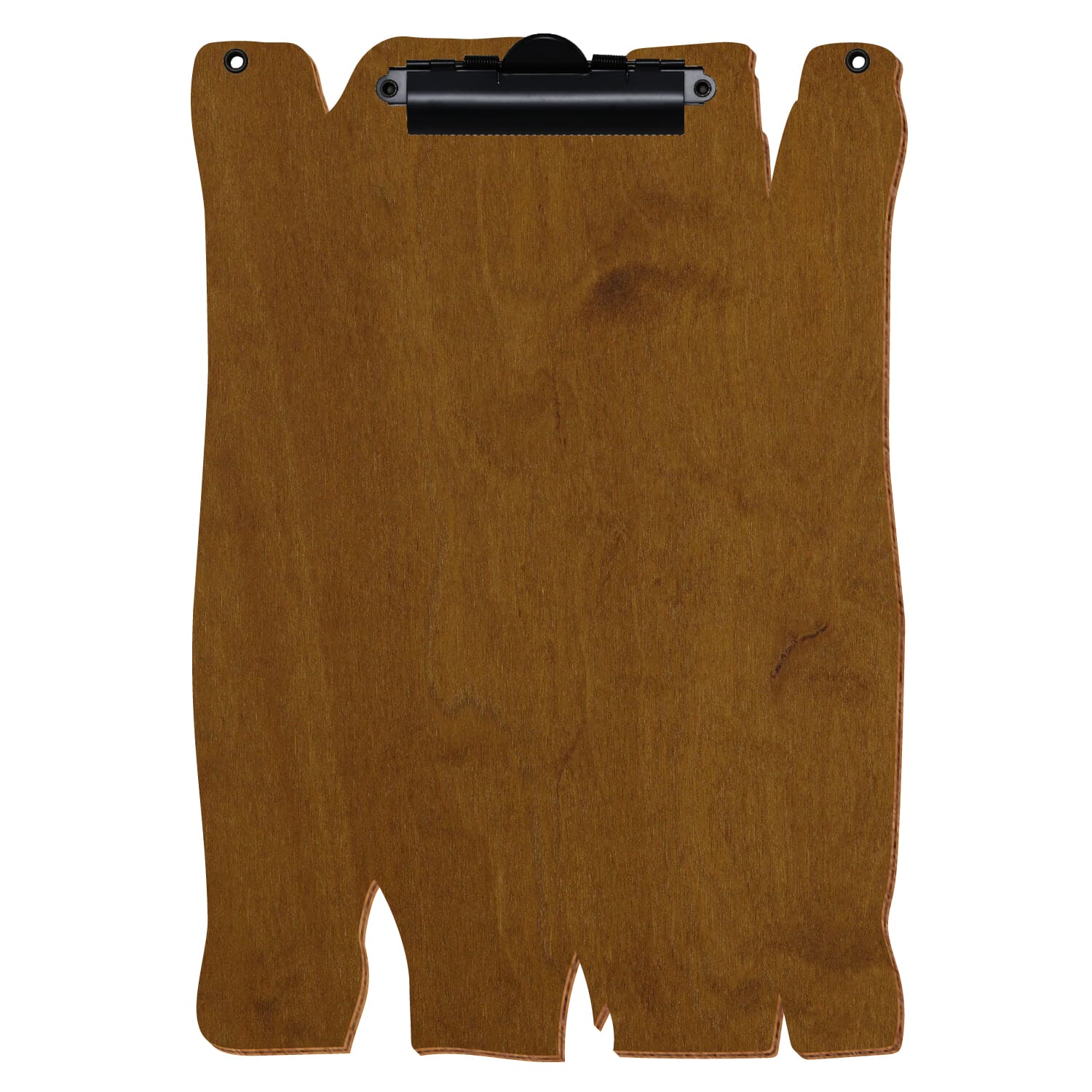 Klemmbrett Holzbrettform mit 2 Ösen Teak A4 hochkant Zahnklemme schwarz