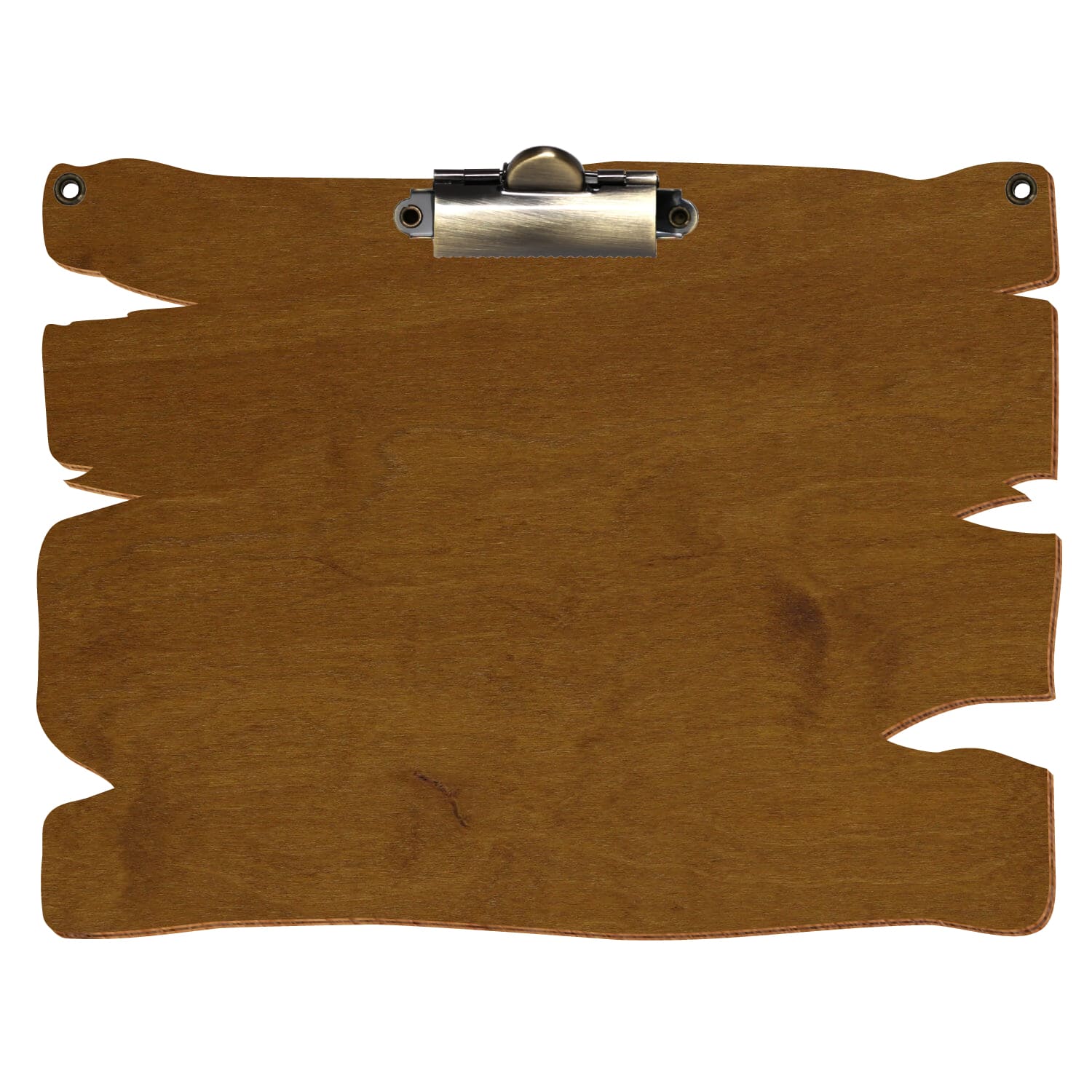 Klemmbrett Holzbrettform mit 2 Ösen Teak A5 querkant Zahnklemme antik