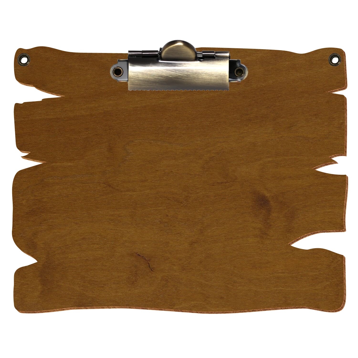 Klemmbrett Holzbrettform mit 2 Ösen Teak A6 querkant Zahnklemme antik