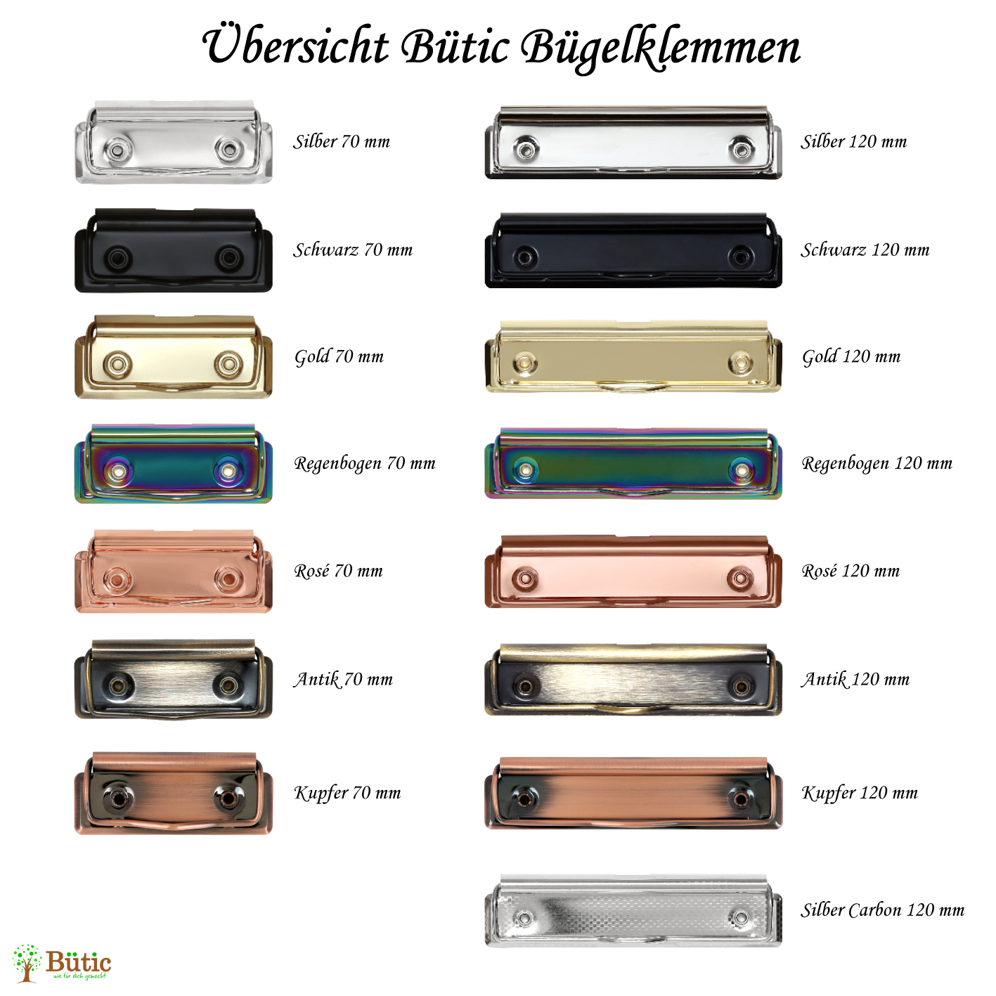 Bügelklemme in 8 verschiedenen Farben