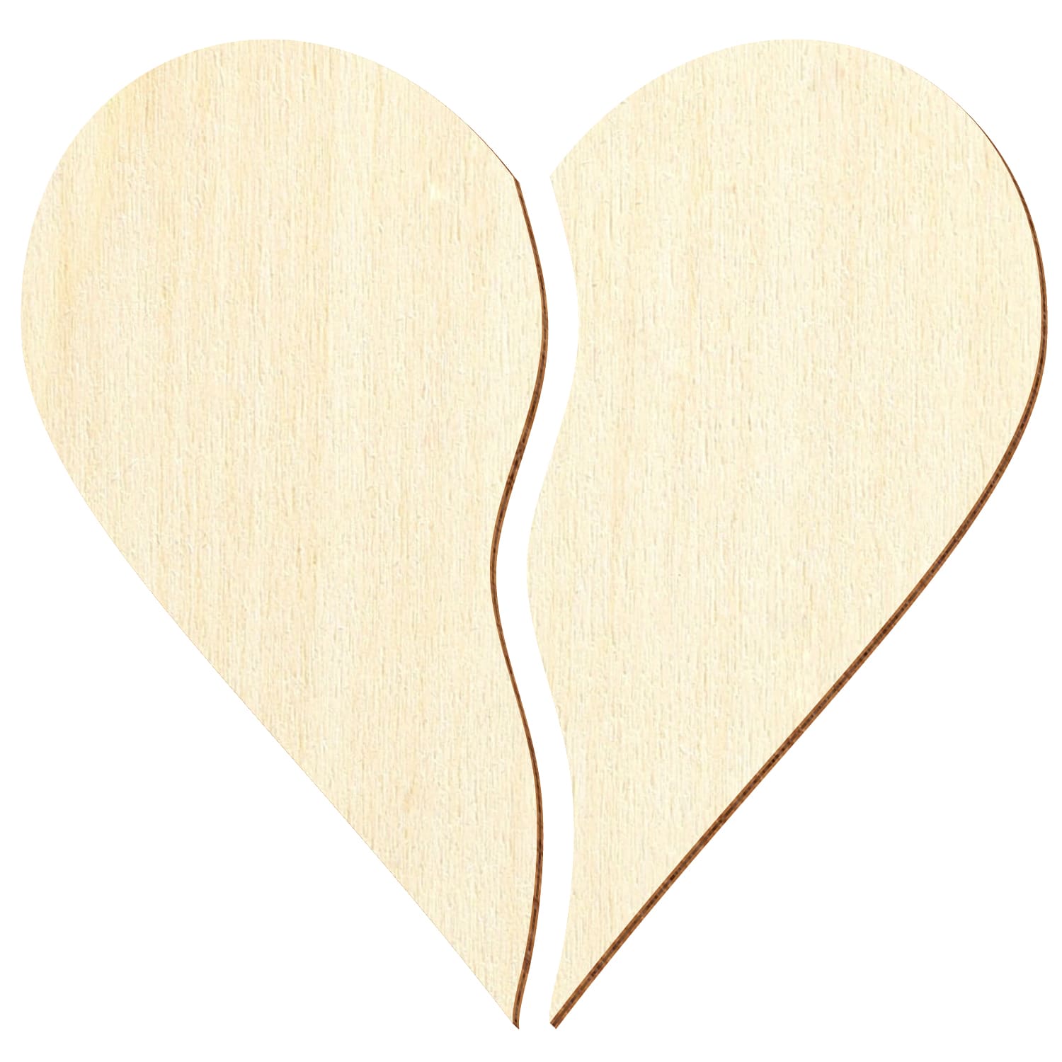Herz geteilt Holz Zuschnitt 3-50cm