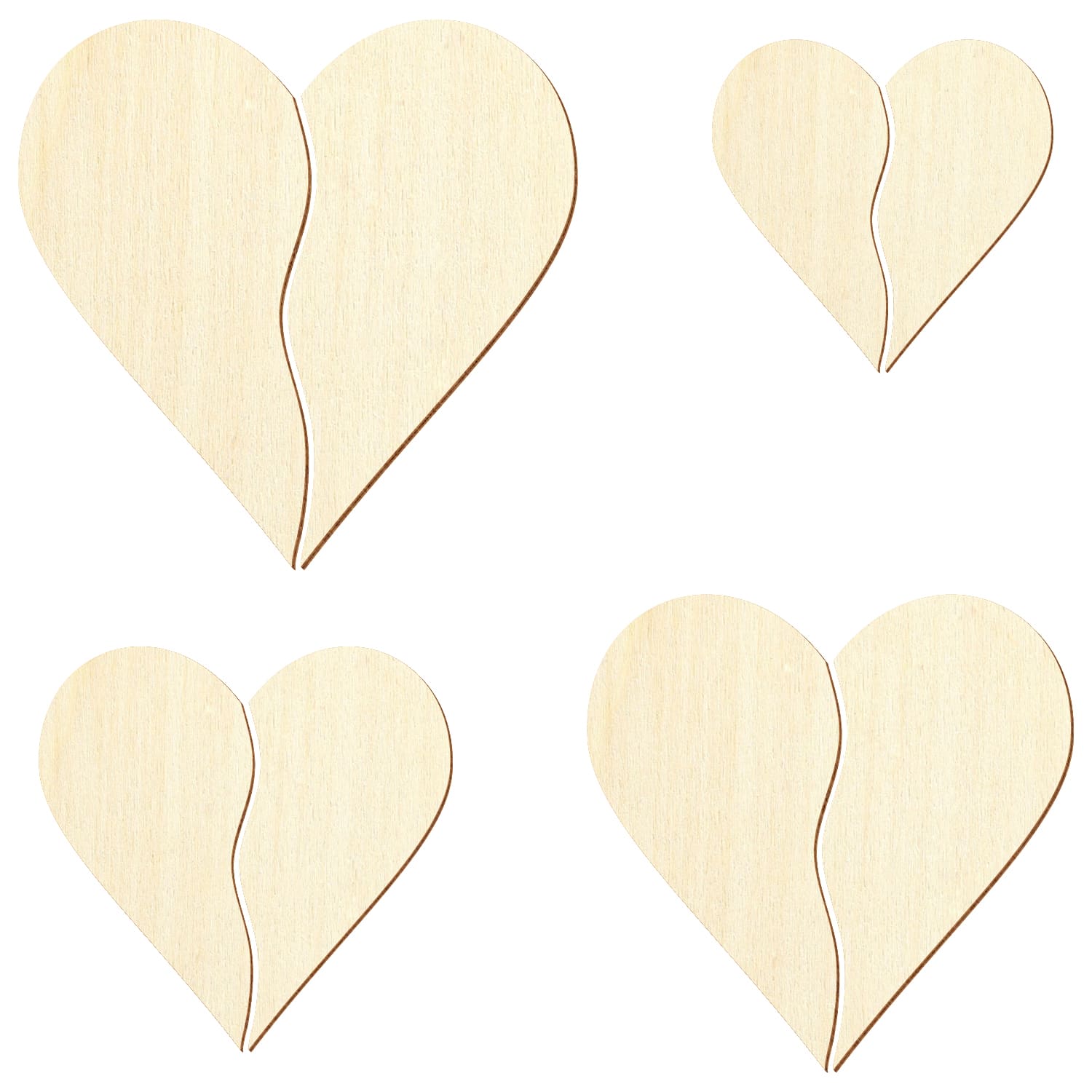 Holz Herz geteilt - Zuschnitt 3-50cm Deko Basteln Gruppe