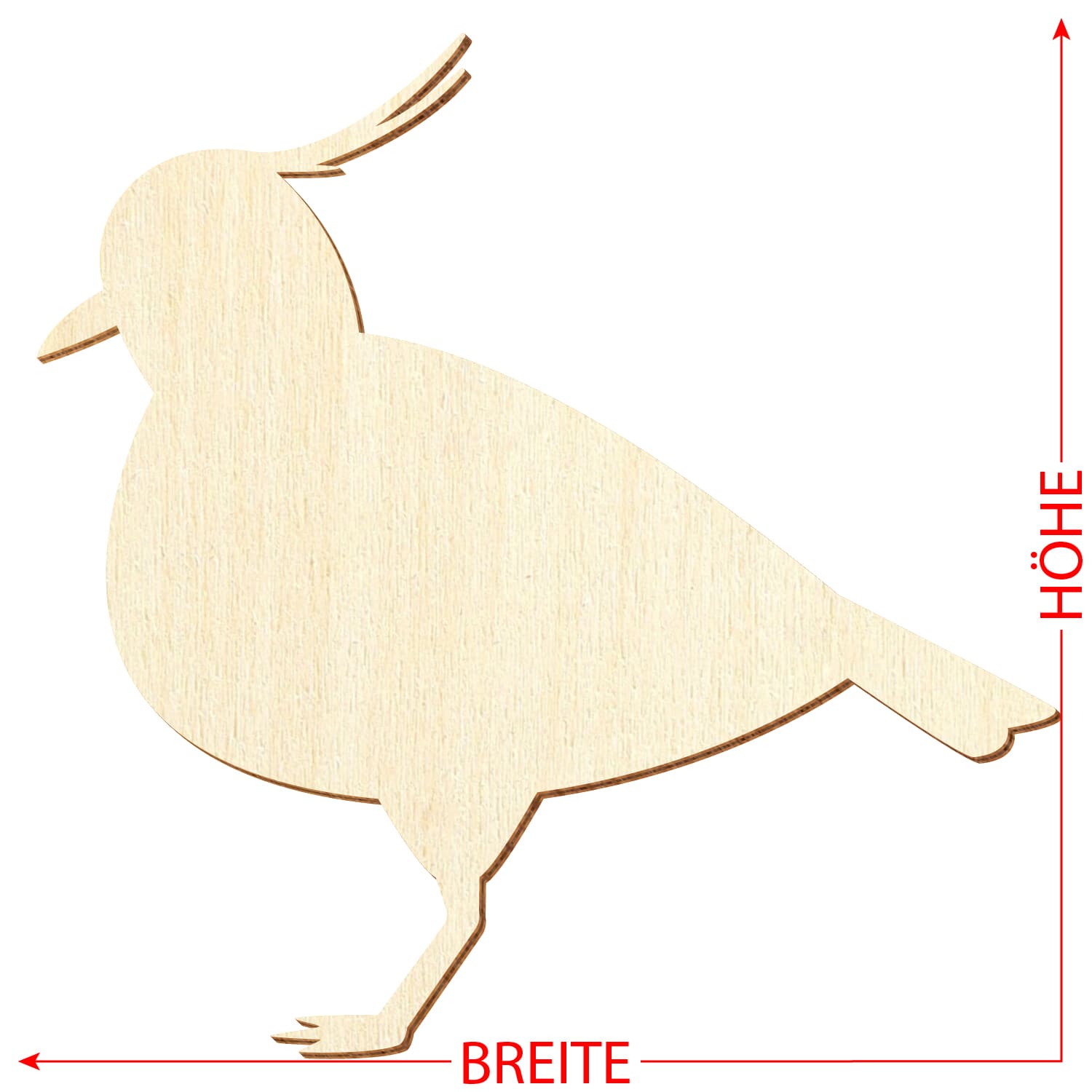 Holz Kiebitz Vogel - Deko Basteln 5-50cm Größe