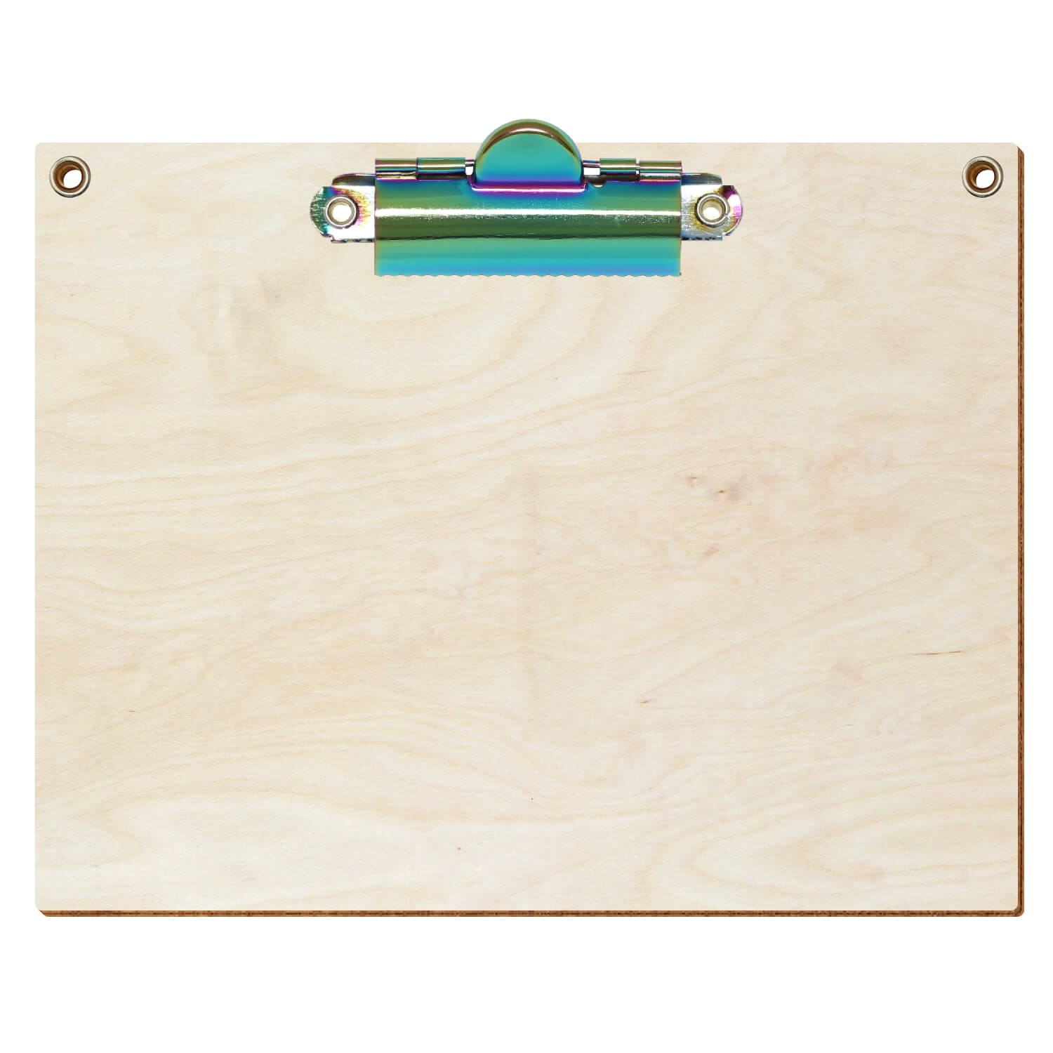 Klemmbrett Standardform Birke natur mit 2 Ösen A6 querkant Zahnklemme Regenbogen
